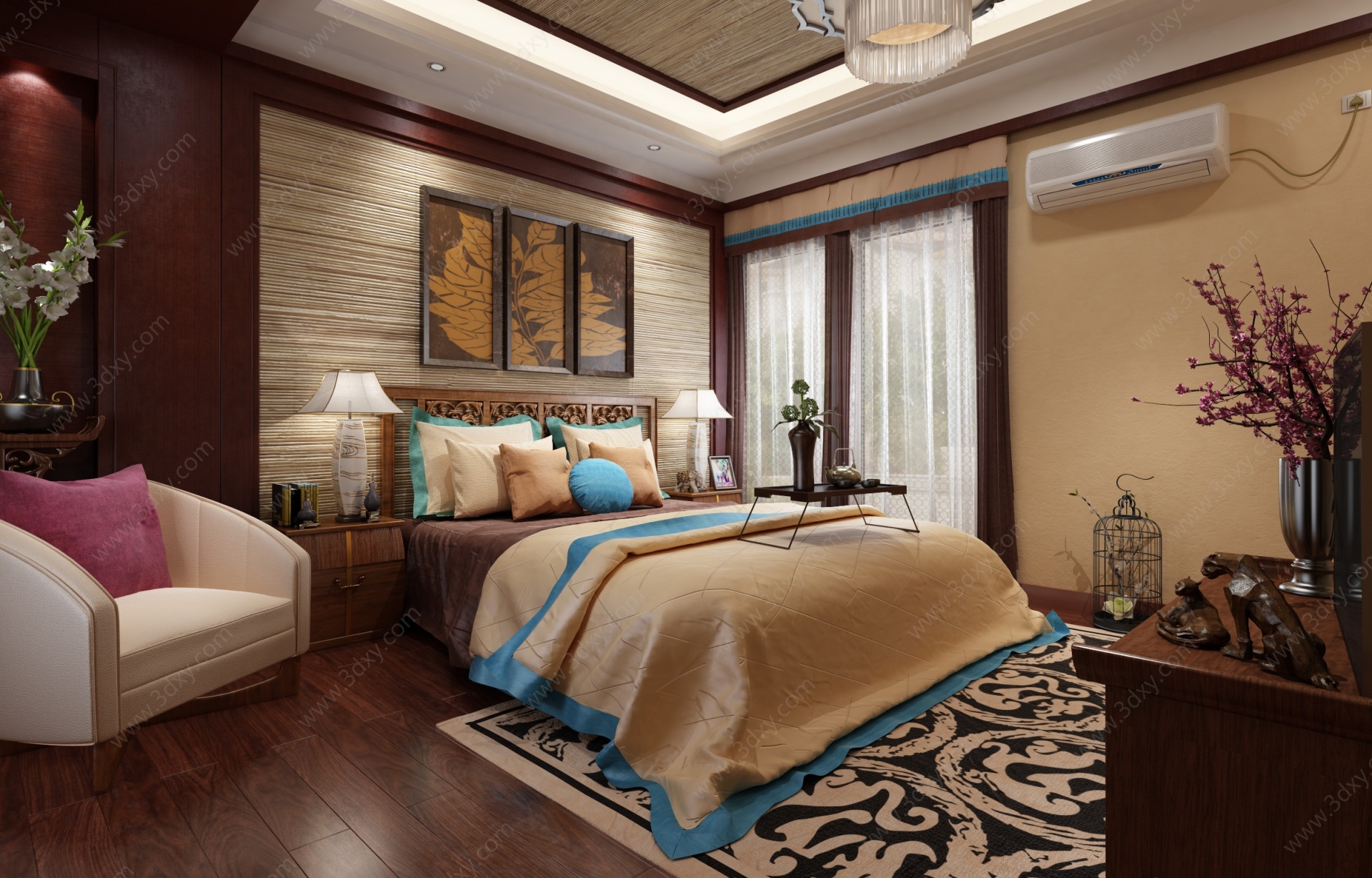 中式卧室房间3D模型