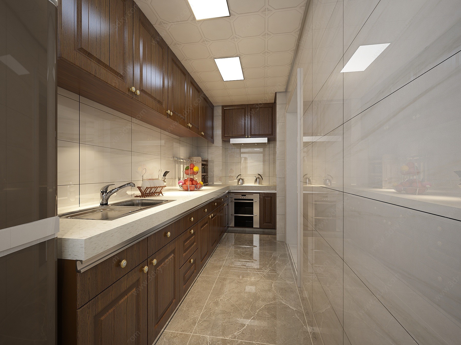 现代厨房模型厨柜冰箱3D模型