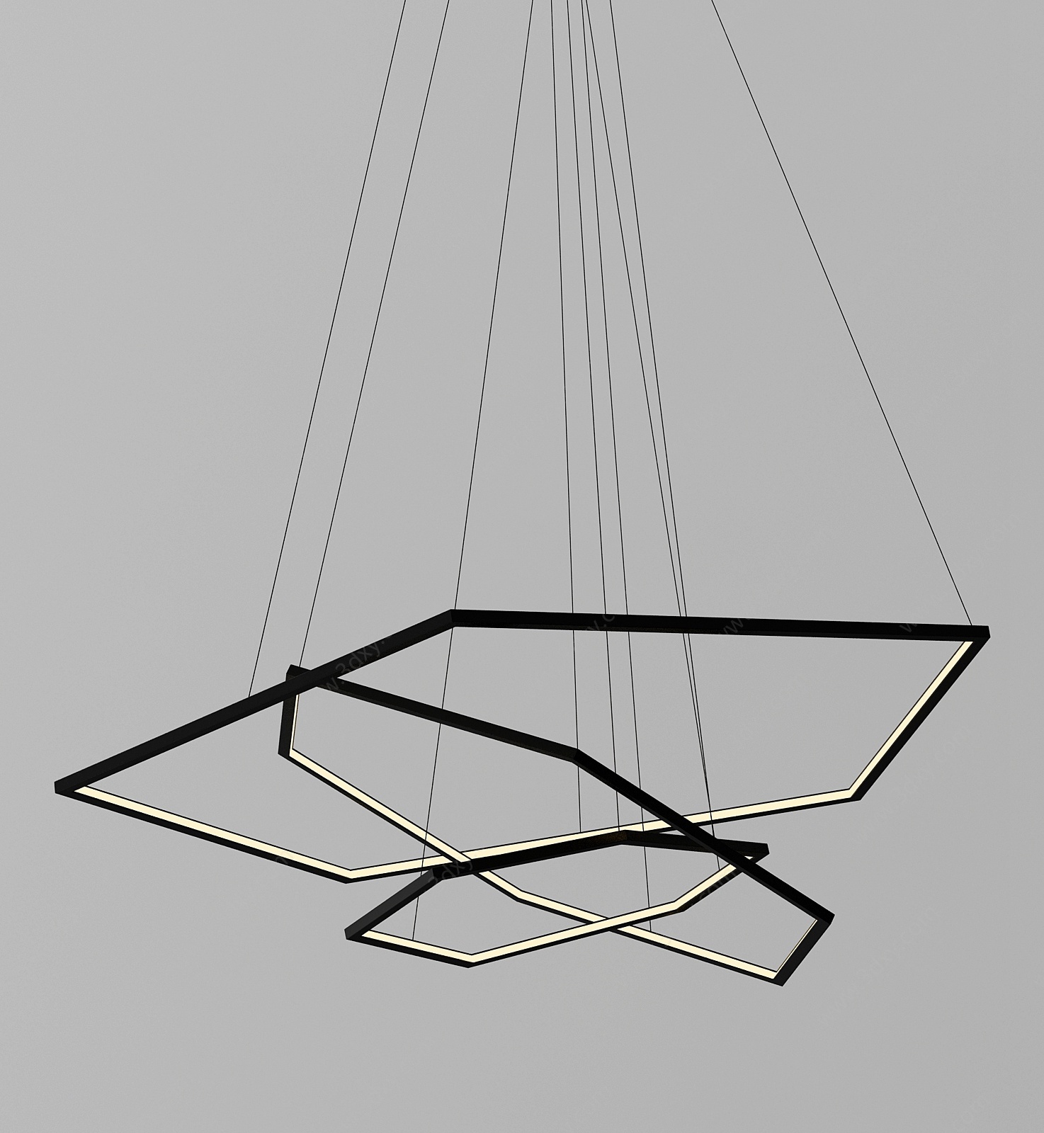 新中式现代金属吊灯3D模型