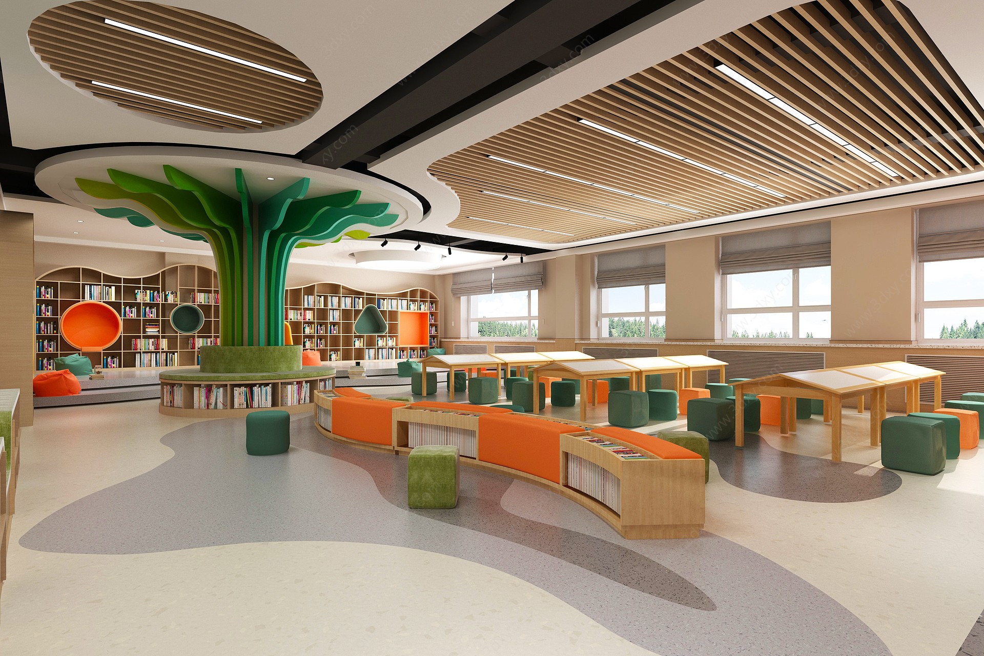 青少年图书馆阅览室3D模型