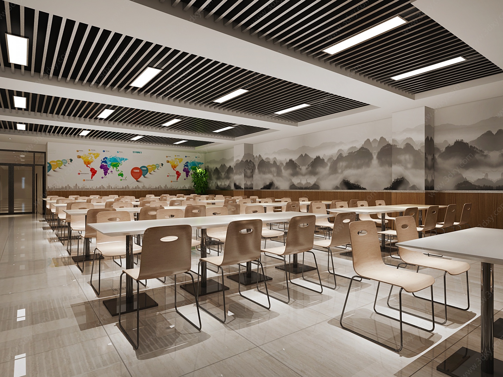 现代风格食堂餐厅3D模型