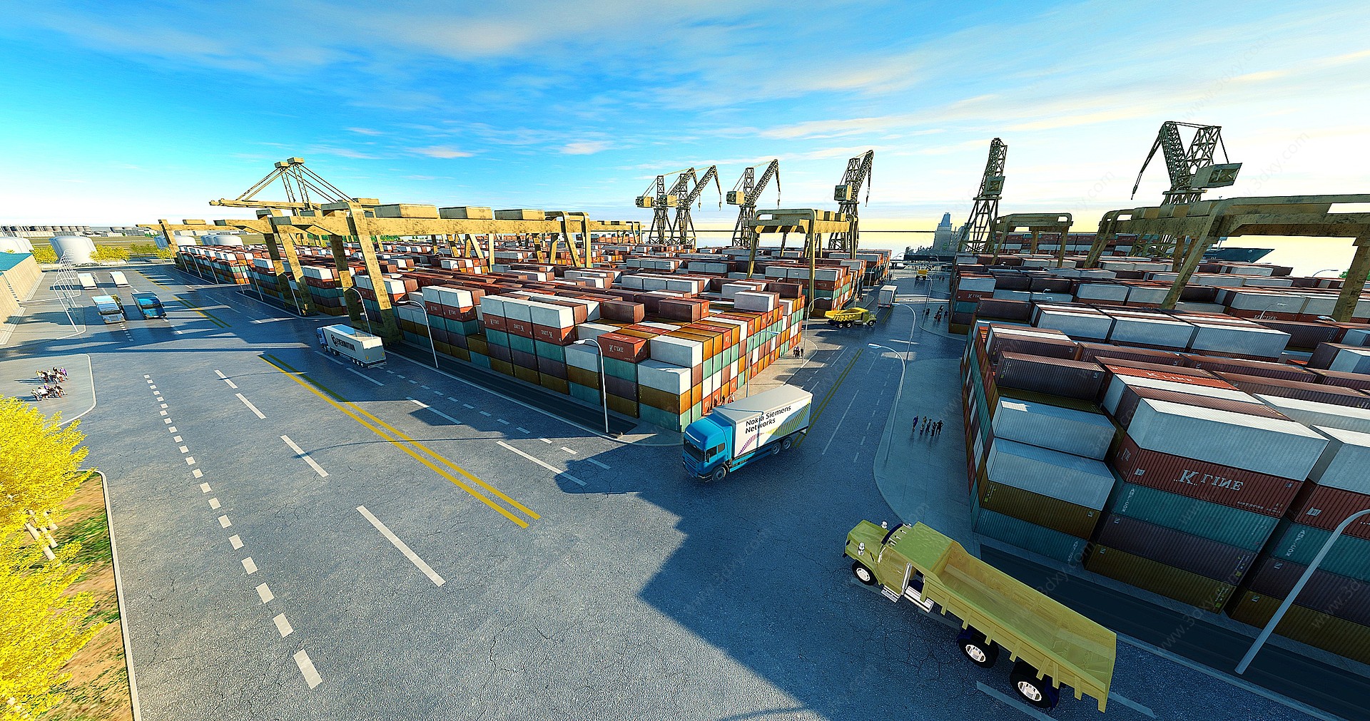 海港码头港口货车集装箱3D模型