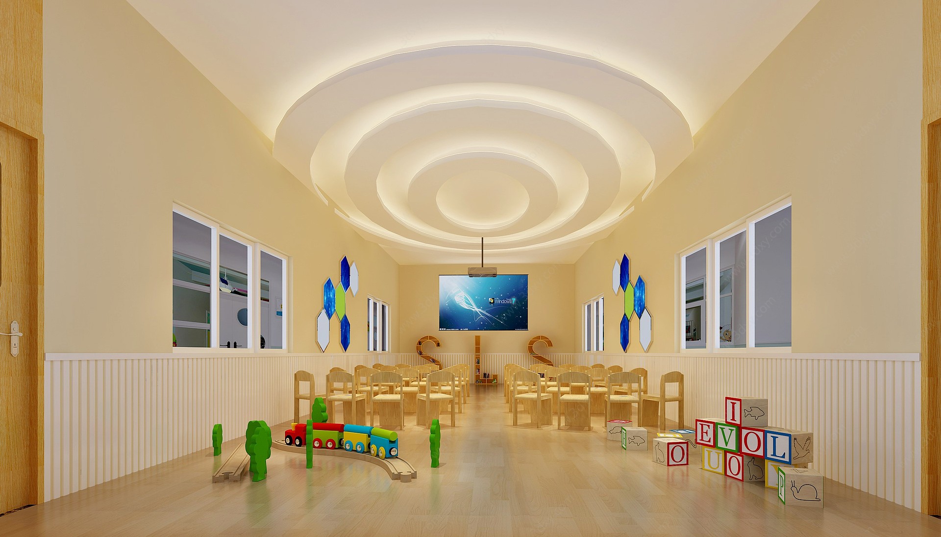 现代幼儿园多媒体室3D模型