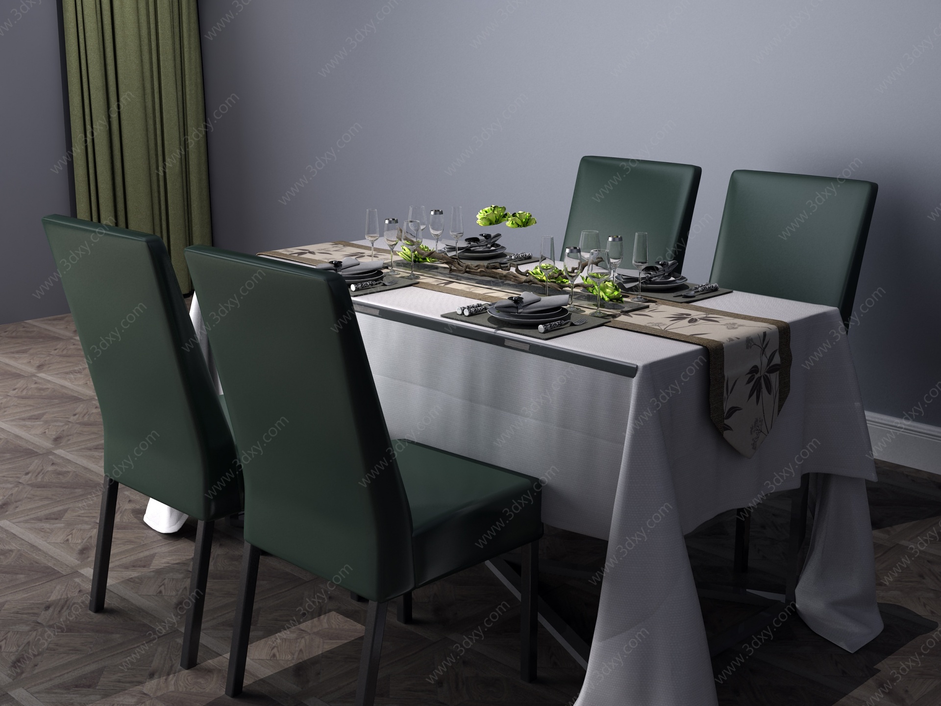 现代餐桌餐桌椅饭桌3D模型