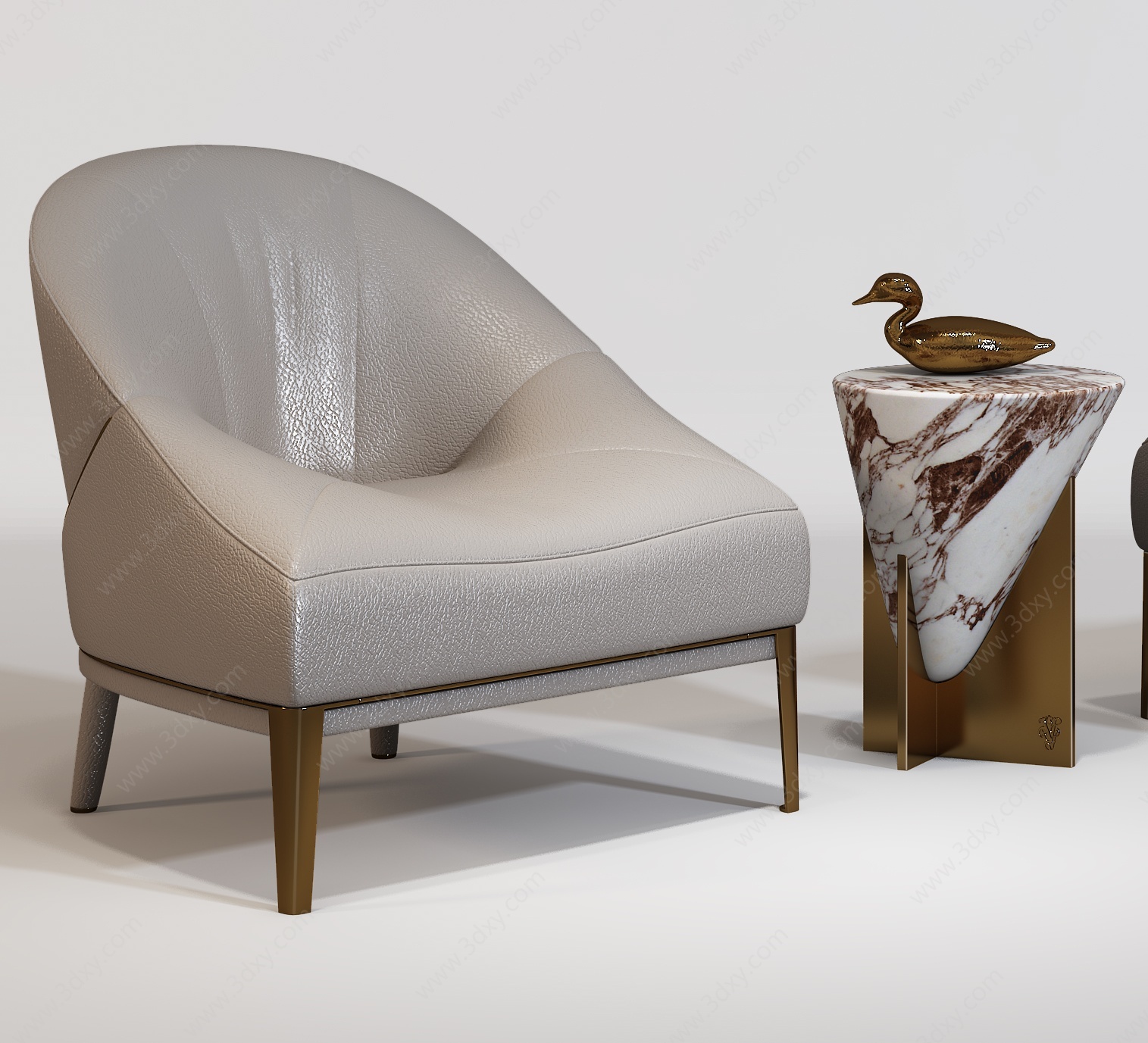 现代休闲椅休闲茶几组合3D模型