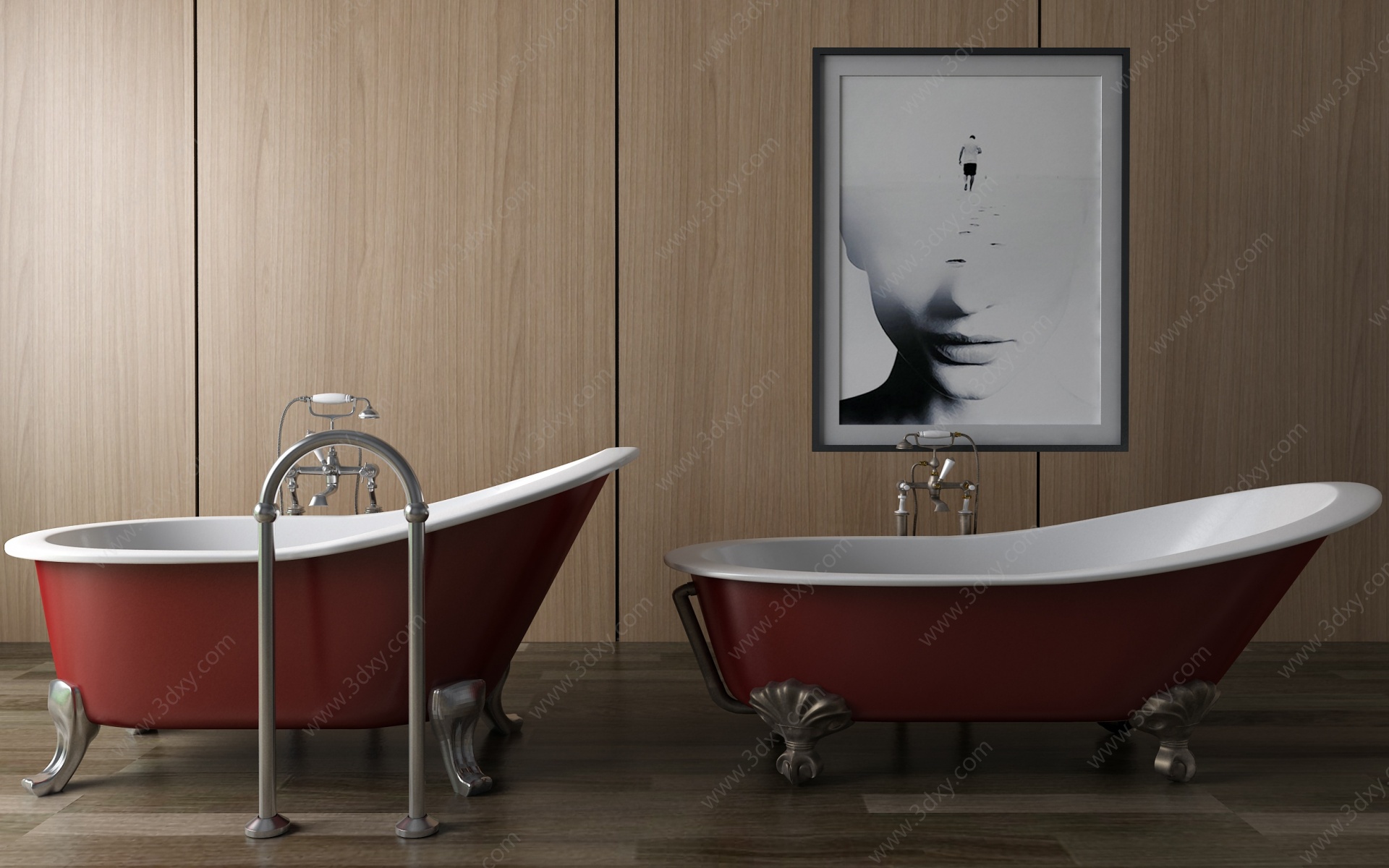 现代浴缸淋浴木桶3D模型