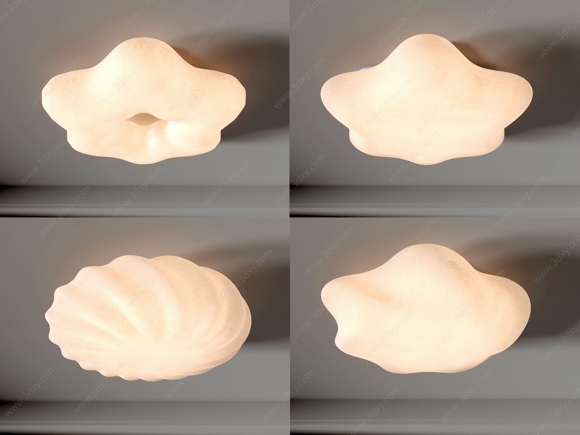 现代奶油环状吸顶灯3D模型