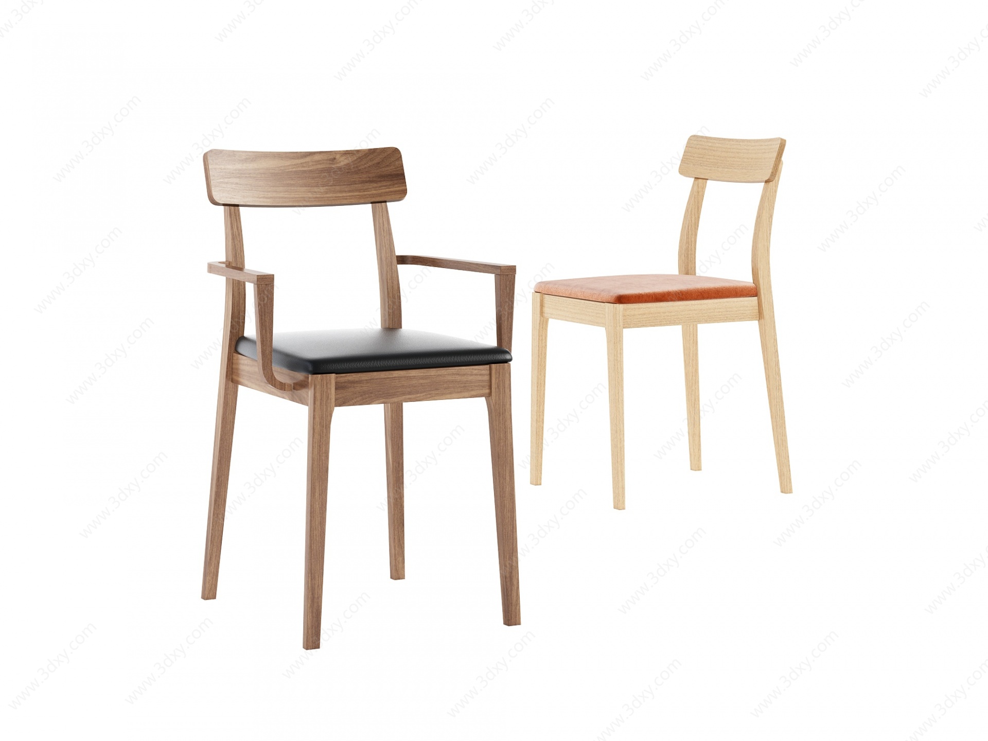 现代餐椅组合3D模型