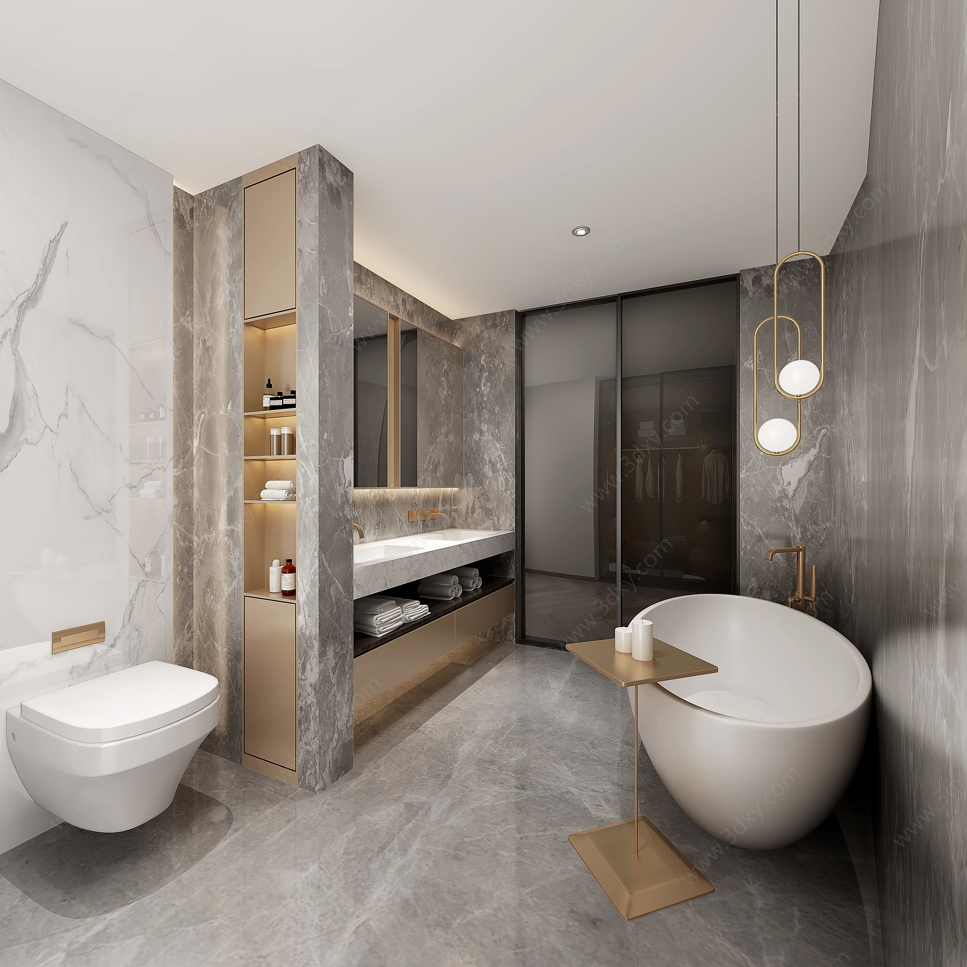 现代新现代卫浴卫生间组合3D模型
