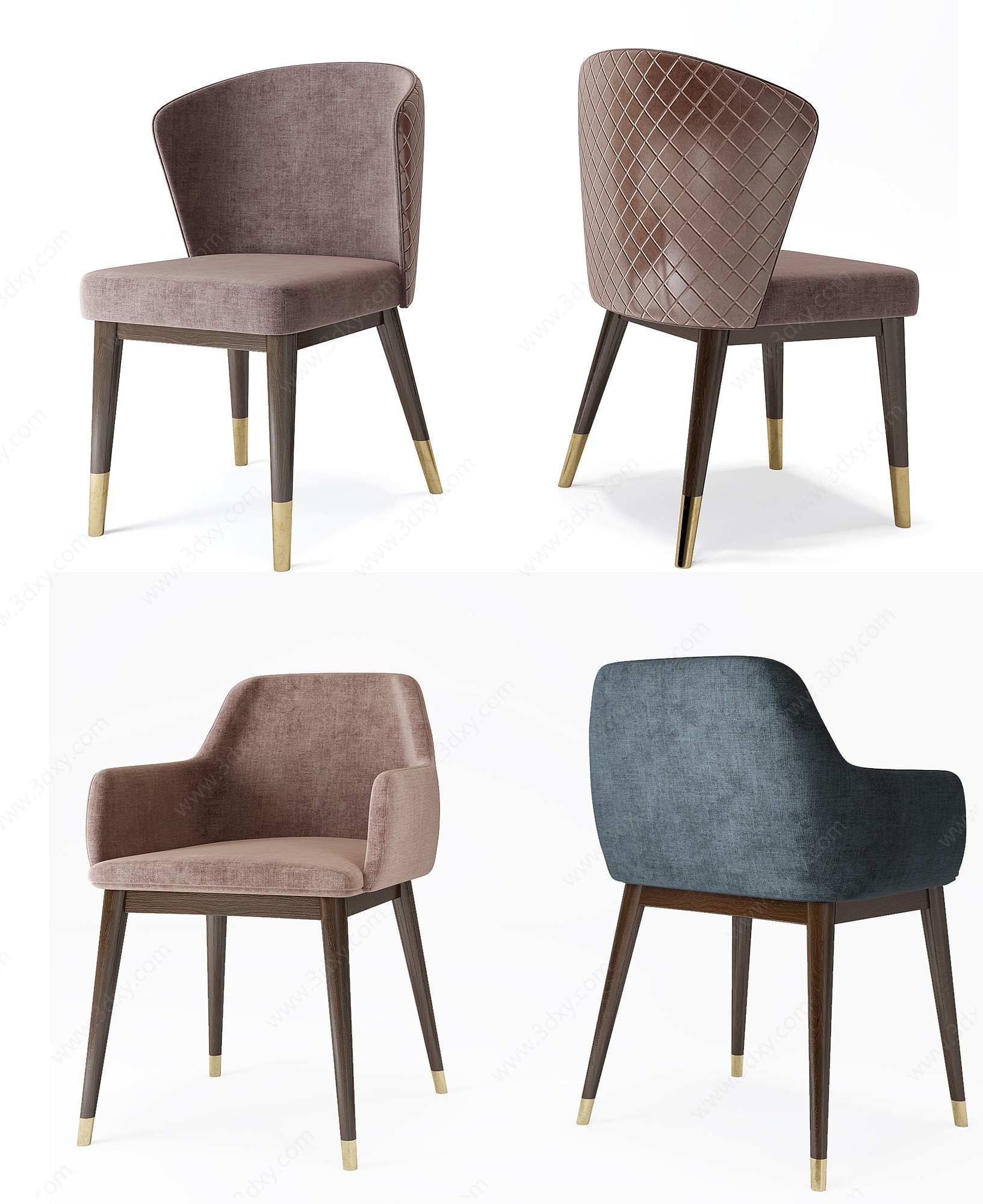 现代轻奢餐椅子组合3D模型