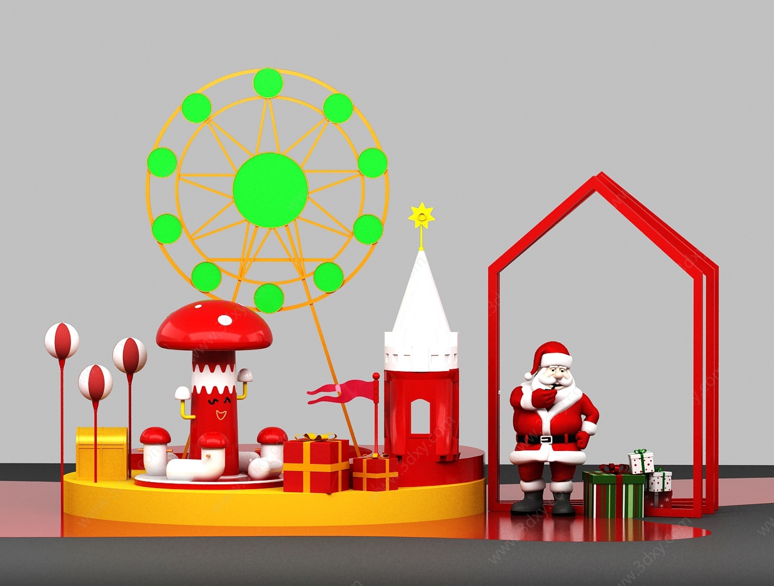 现代圣诞老人圣诞装饰3D模型