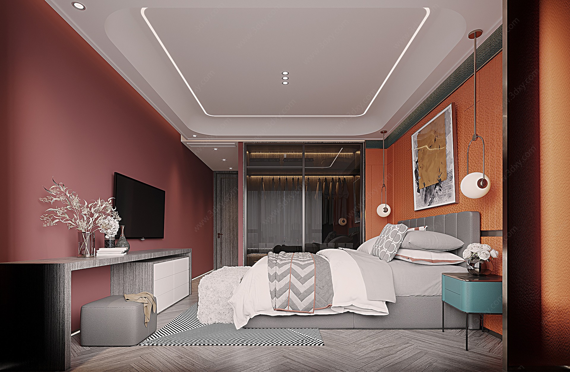 现代卧室主人房3D模型