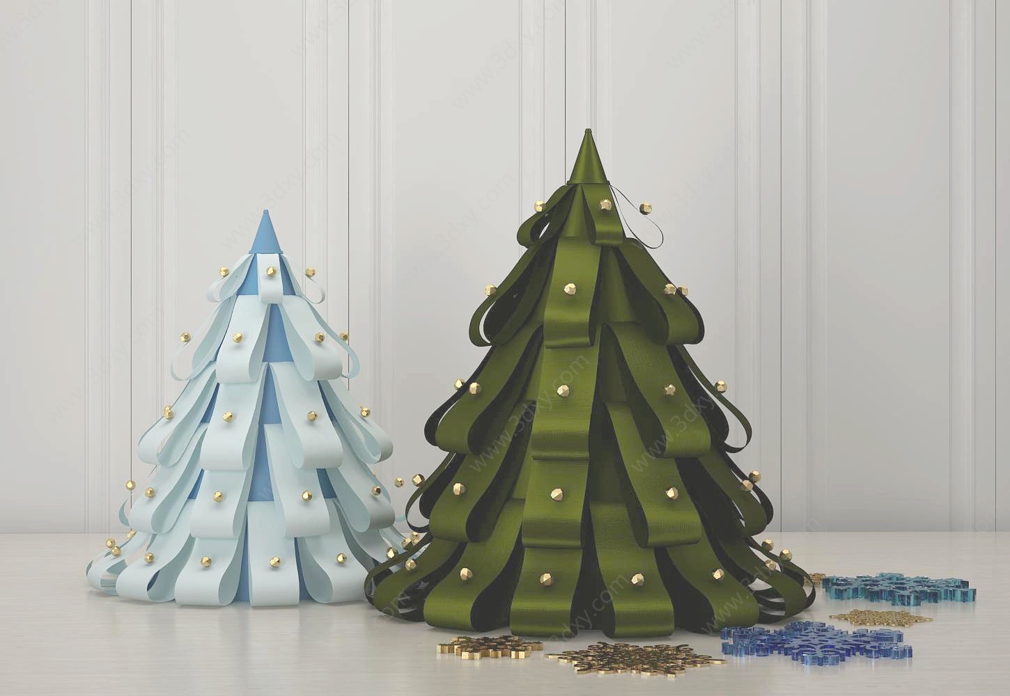 现代圣诞树圣诞节饰品摆设3D模型