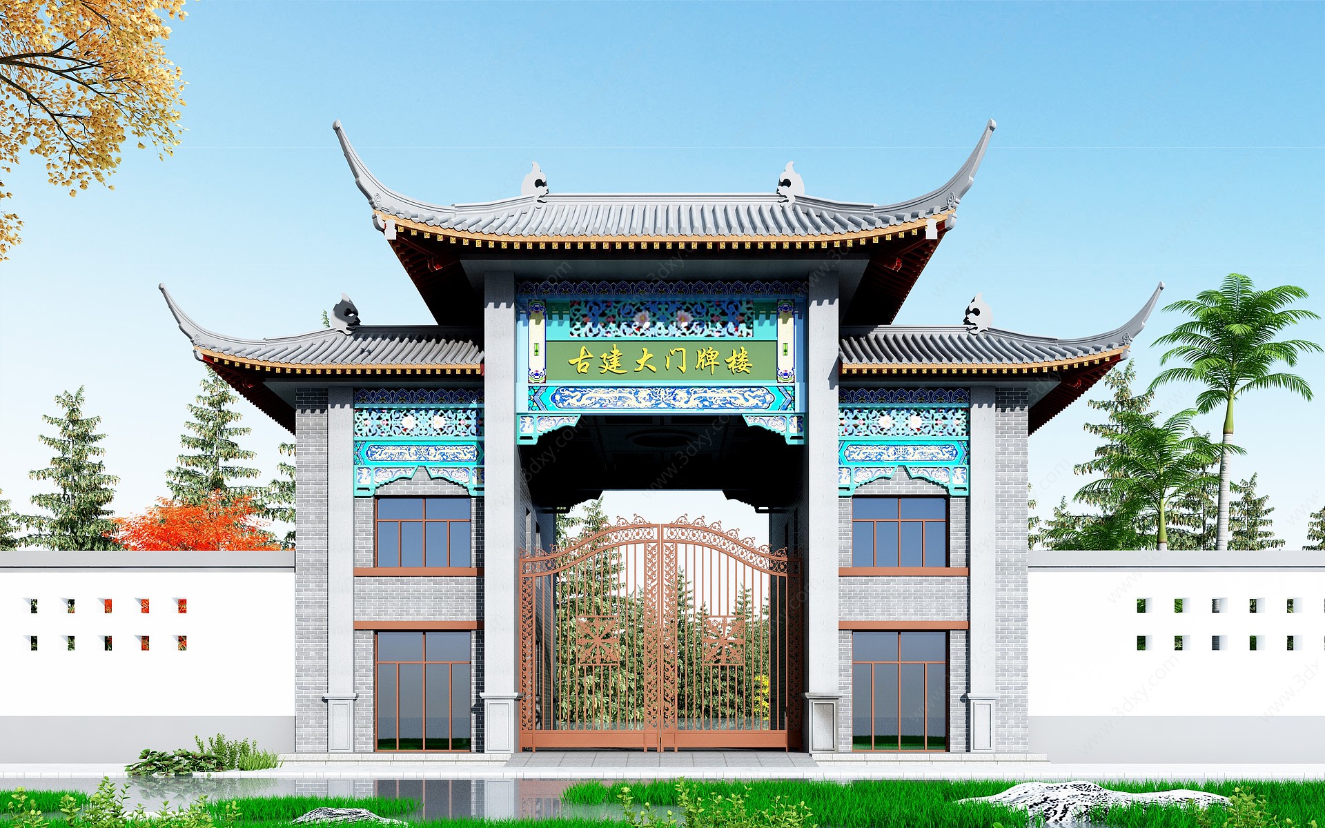 中式入口大门3D模型