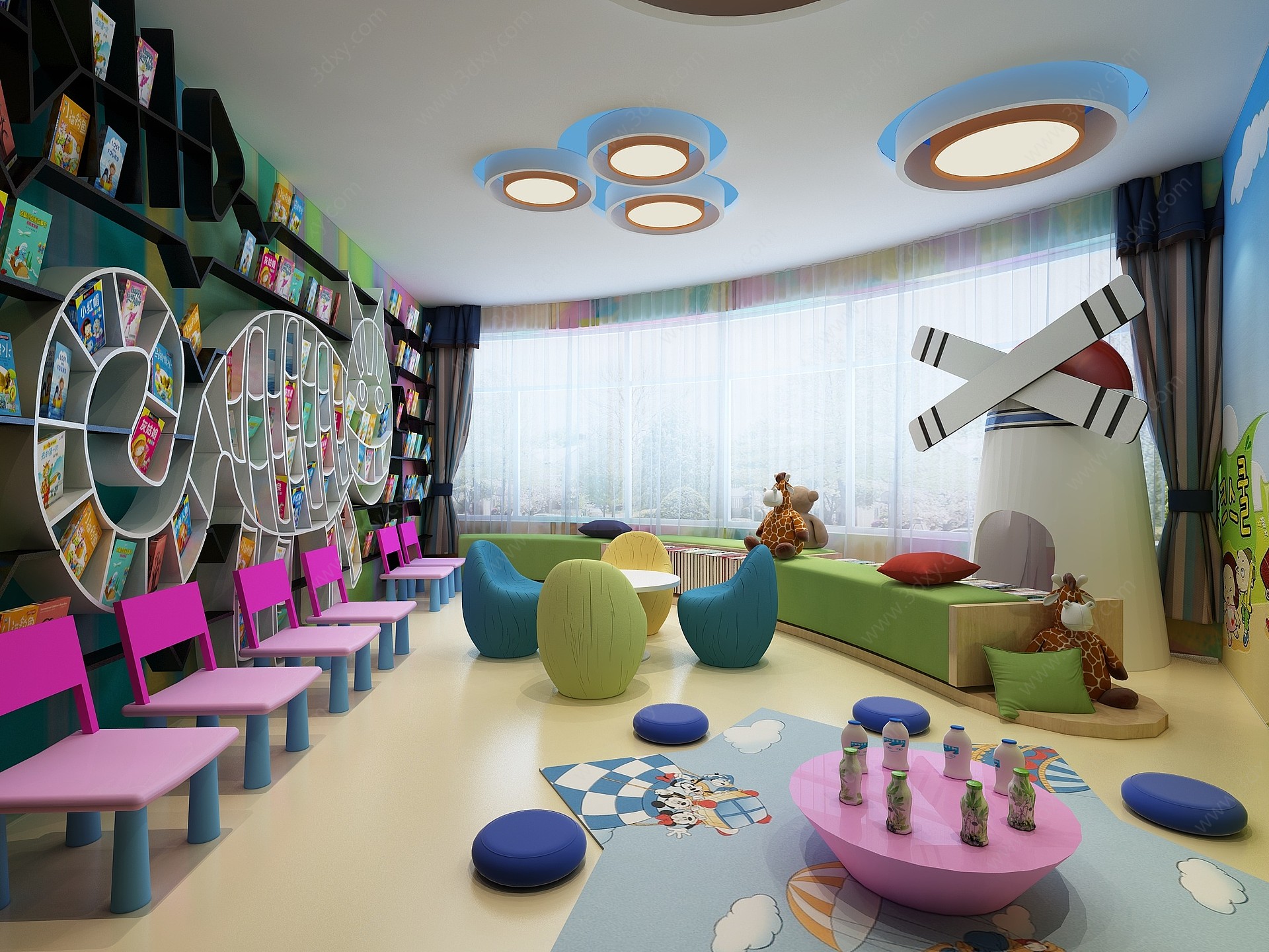 现代儿童娱乐室大风车3D模型