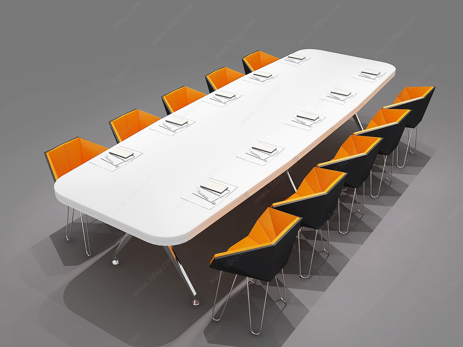 北欧会议桌组合3D模型