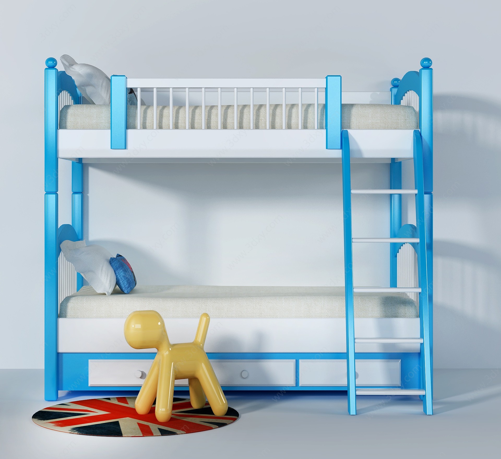 现代儿童床高低床3D模型