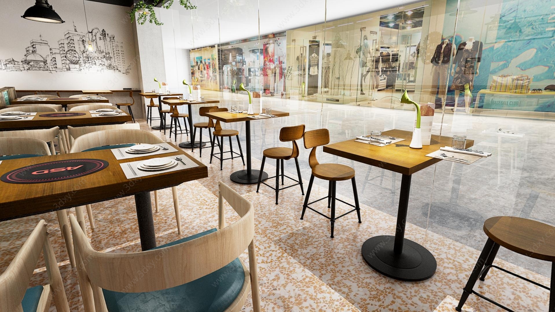 北欧咖啡厅酒吧轻吧3D模型