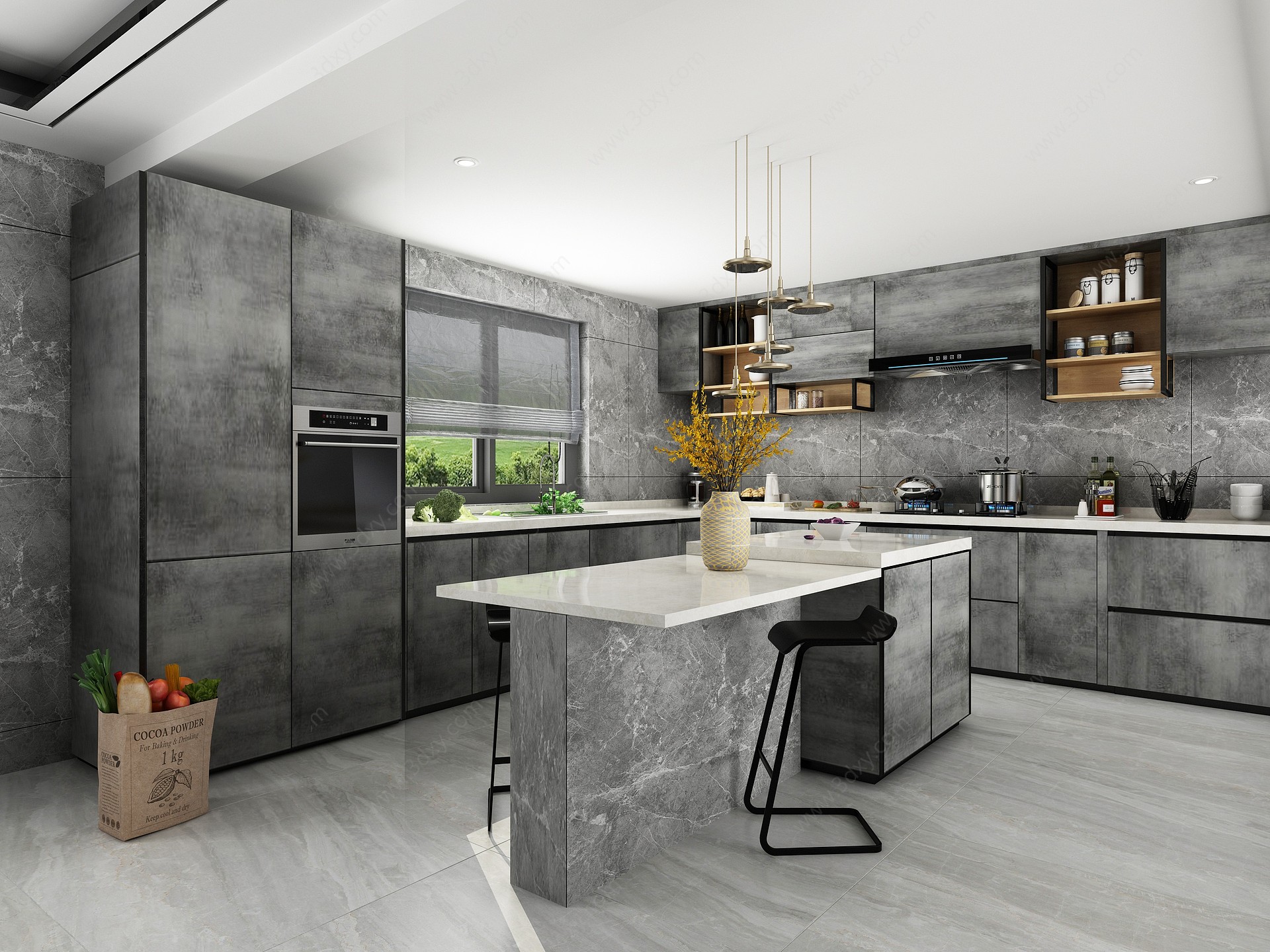现代别墅厨房3D模型