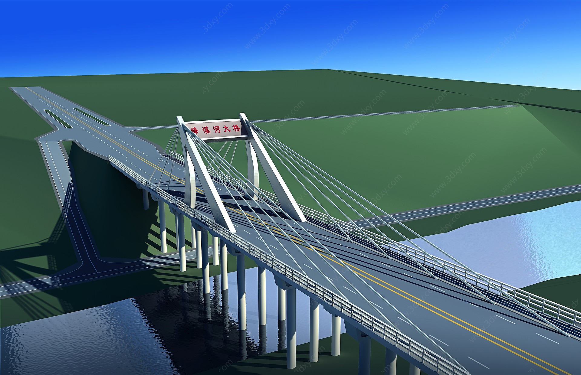 三组跨江大桥3D模型