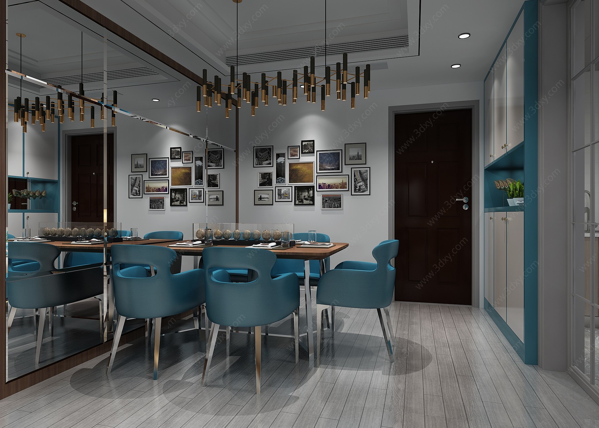 现代风格客餐厅厨房3D模型