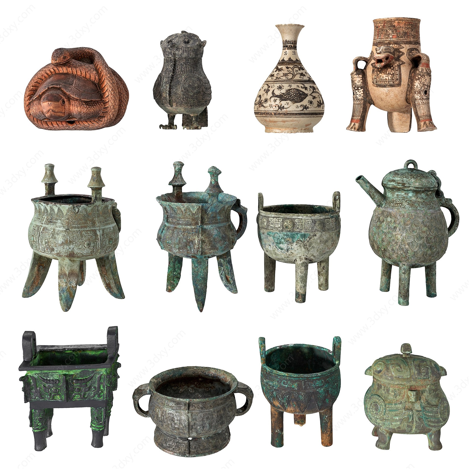 古董文物青铜器皿3D模型