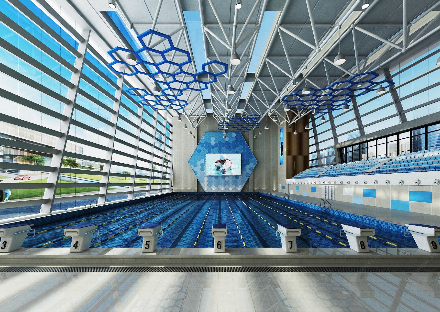 游泳馆跳水台体育场馆3D模型