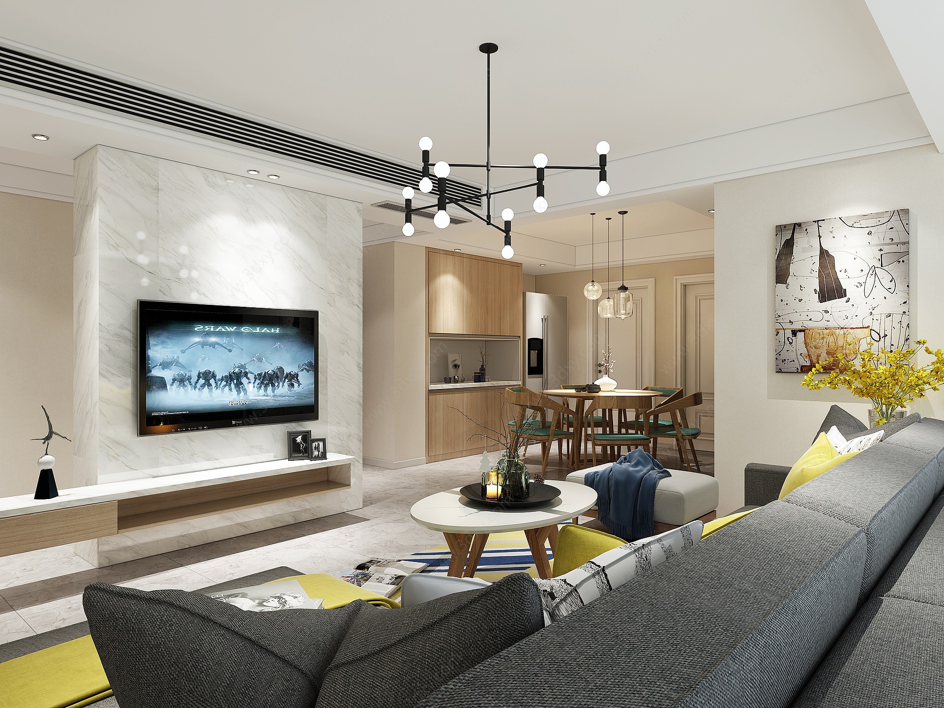现代客厅沙发组合3D模型