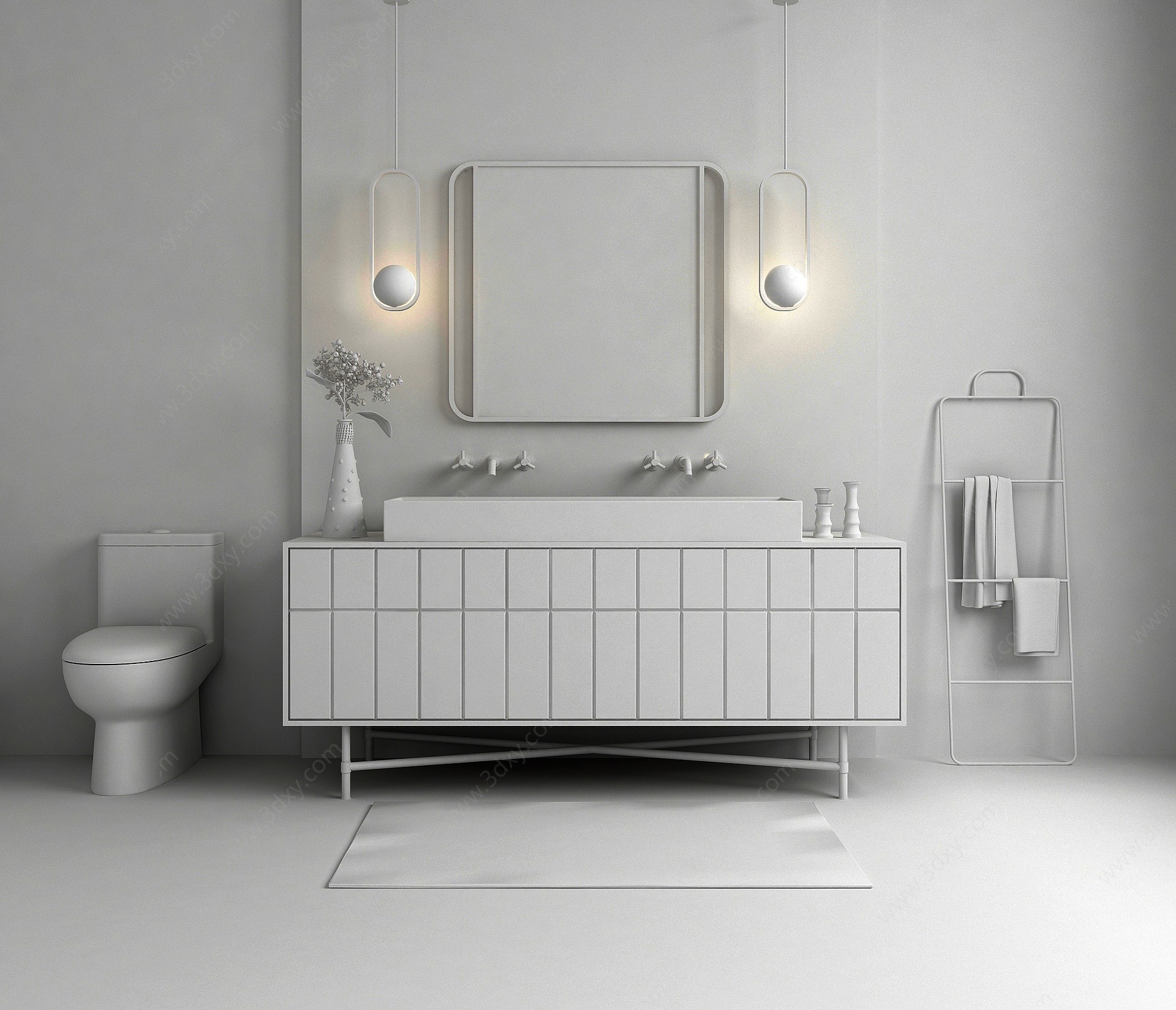 现代奢华洗手间3D模型