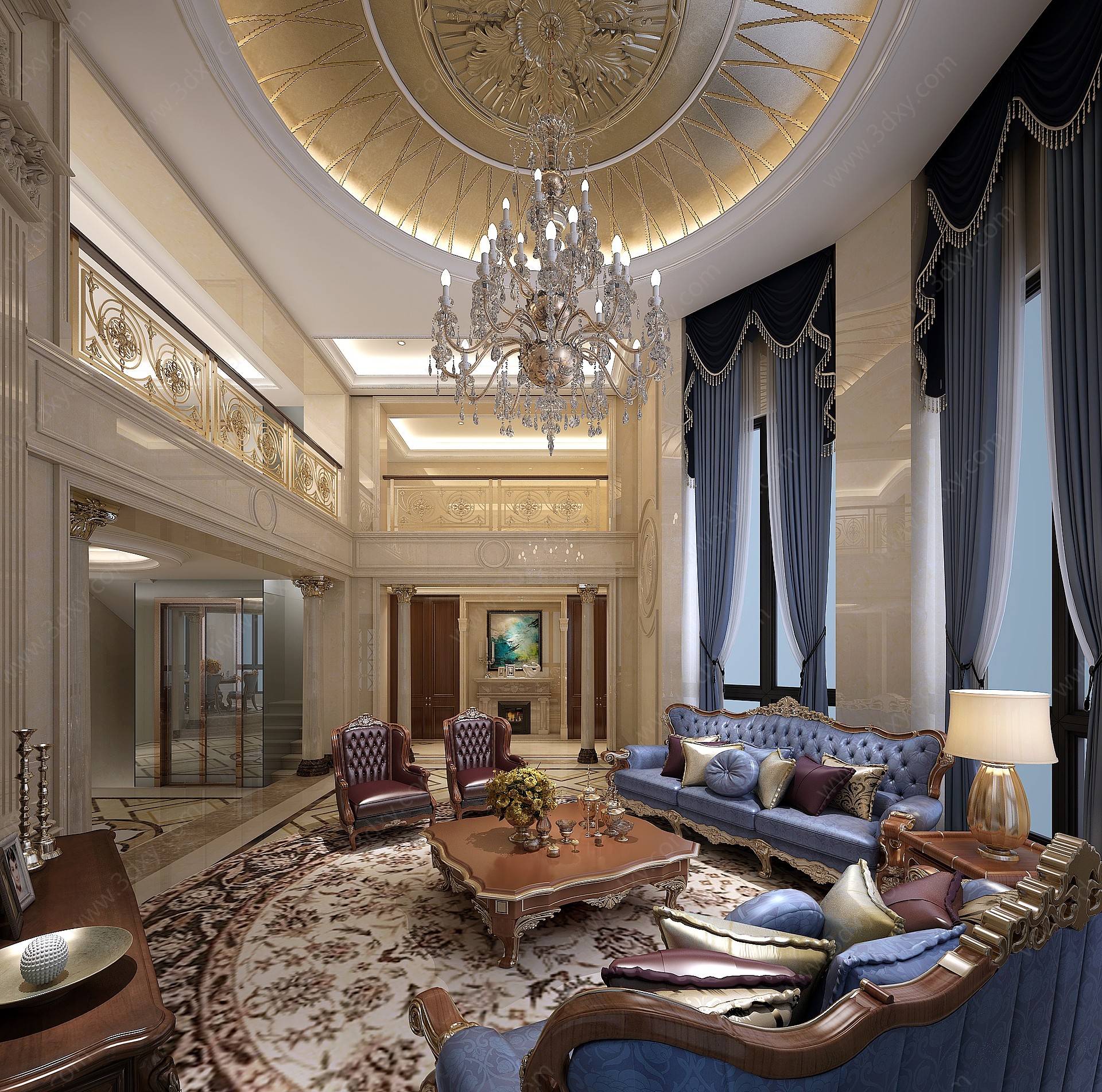 欧式古典奢华欧式客厅3D模型