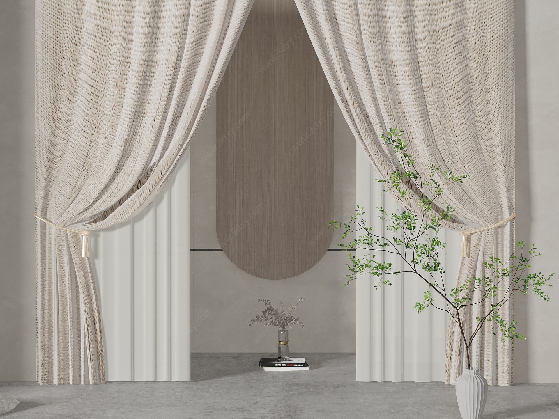 现代窗帘挂帘3D模型