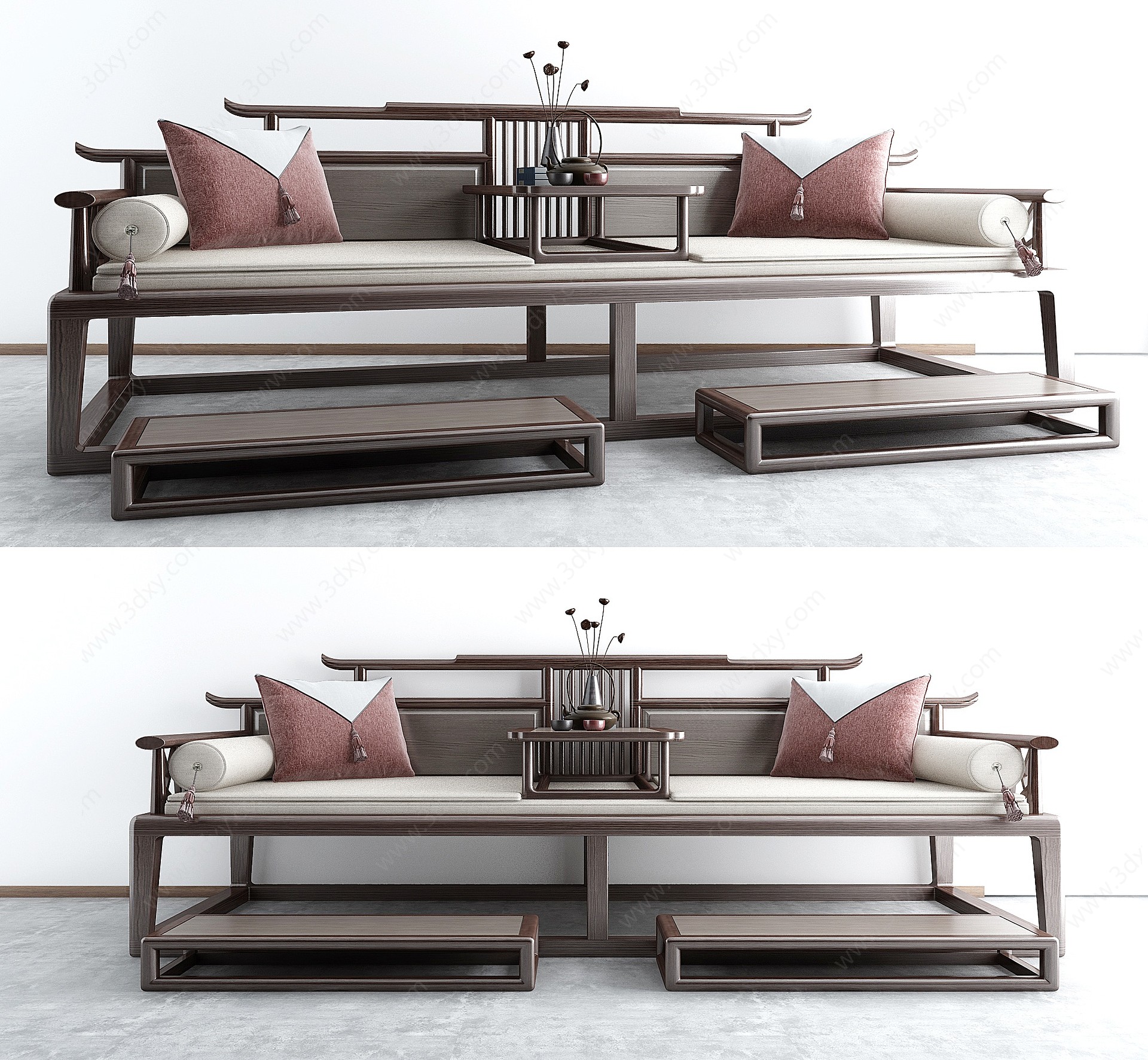 中式古典实木沙发罗汉床3D模型