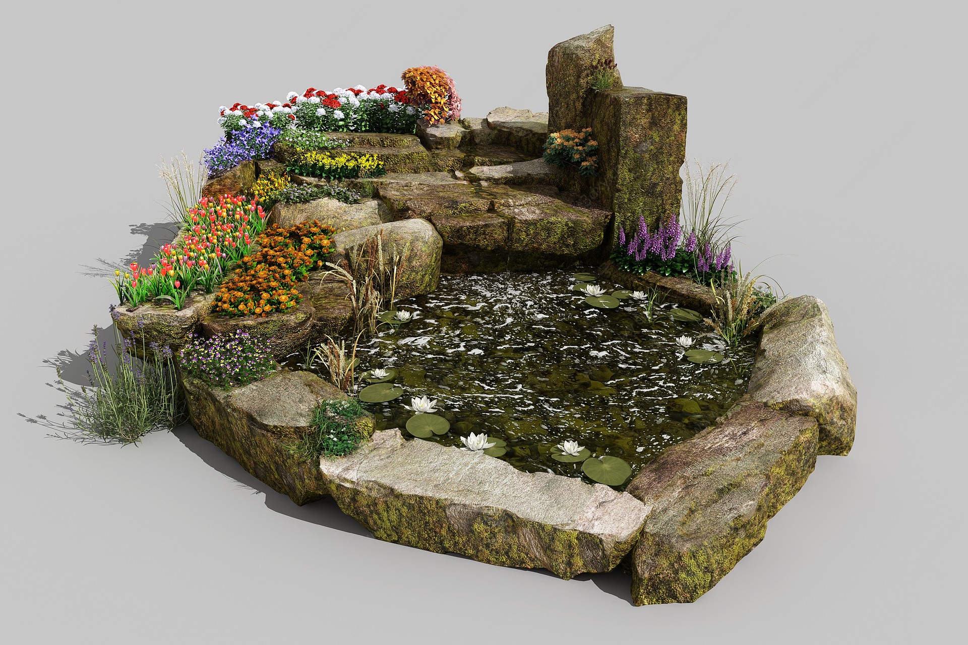 现代水景水池景观3D模型