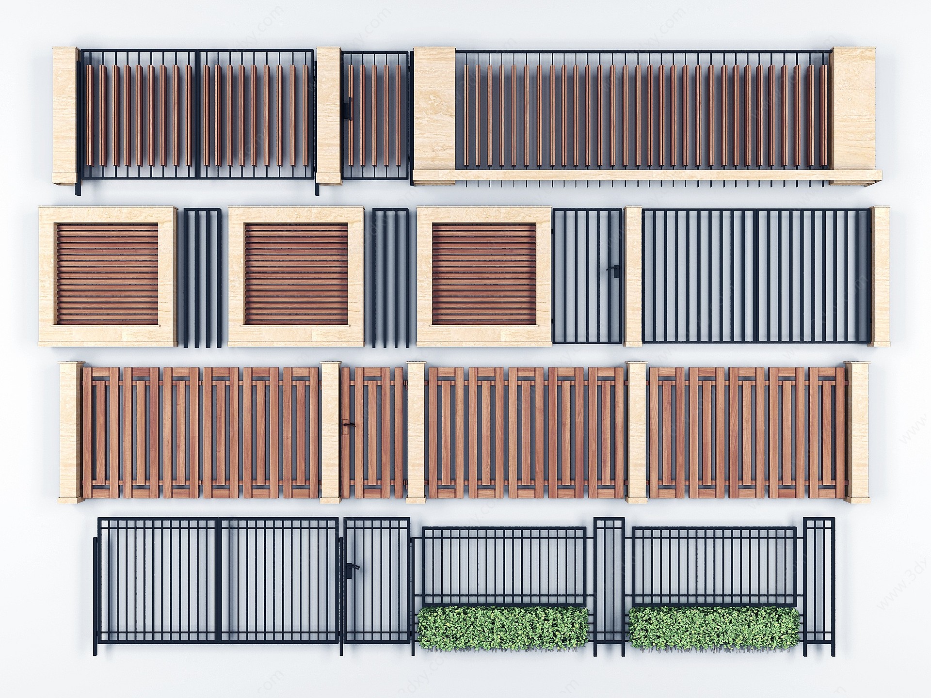 新中式铁艺栏杆护栏围栏3D模型