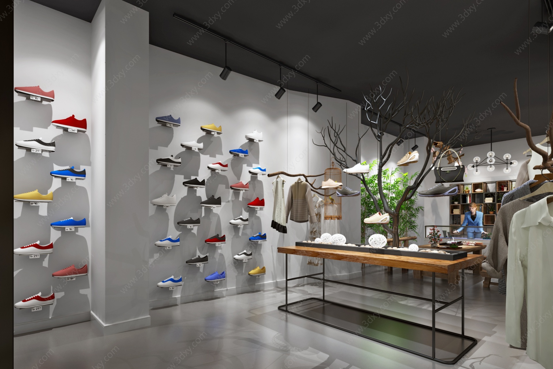 工业风潮品店服装鞋子3D模型