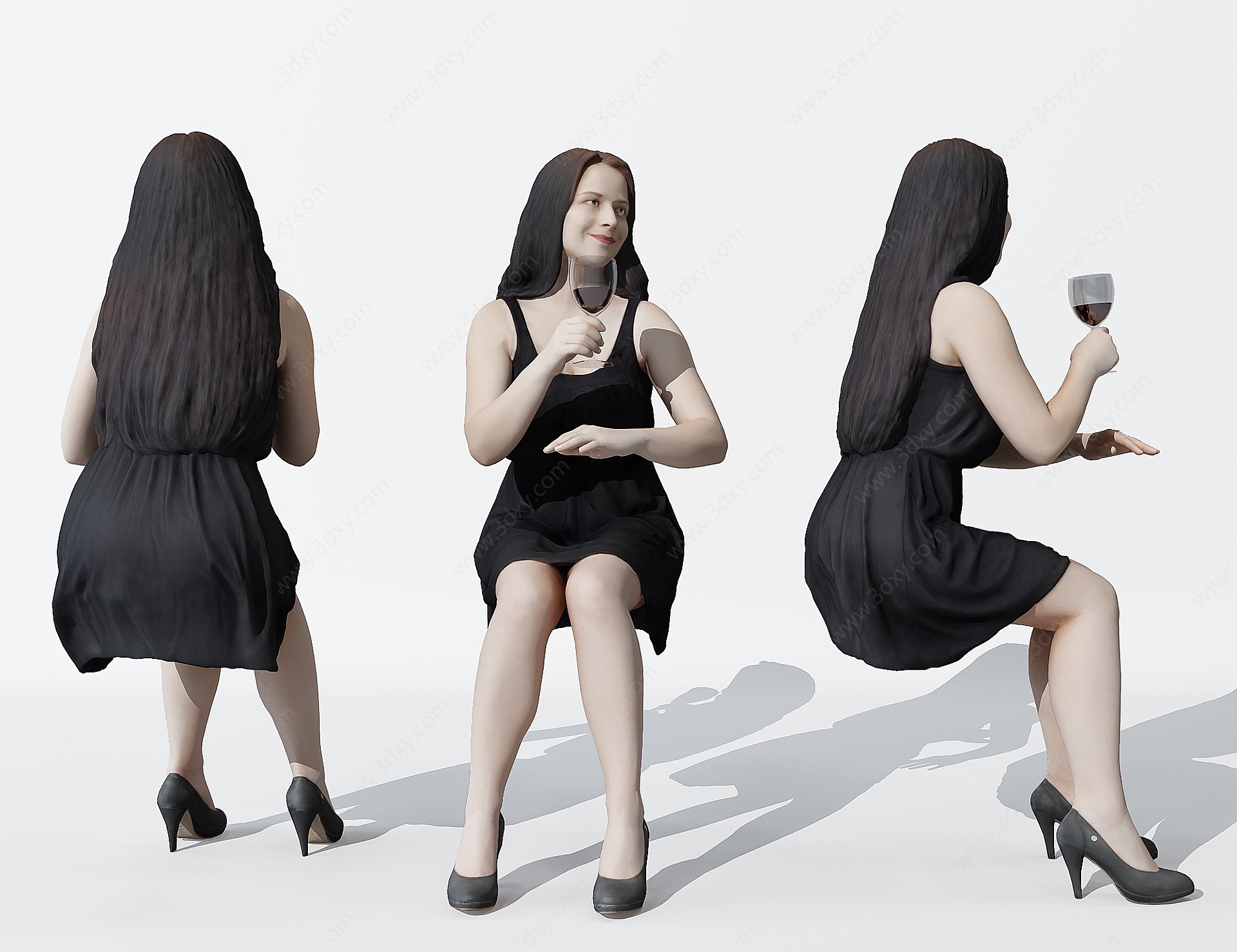 现代女人人物坐着的人物3D模型