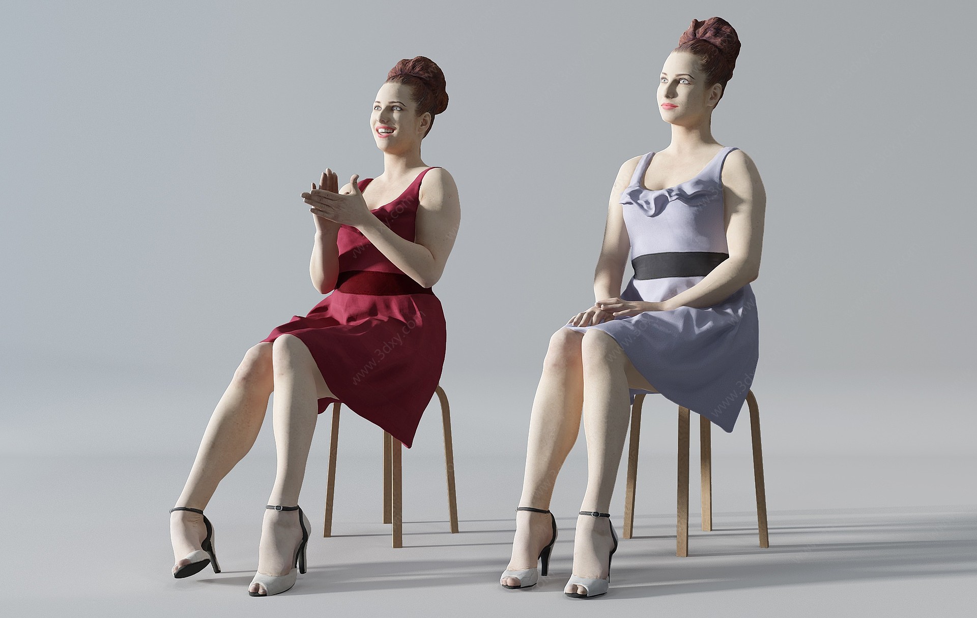 女人坐着的女人人物3D模型