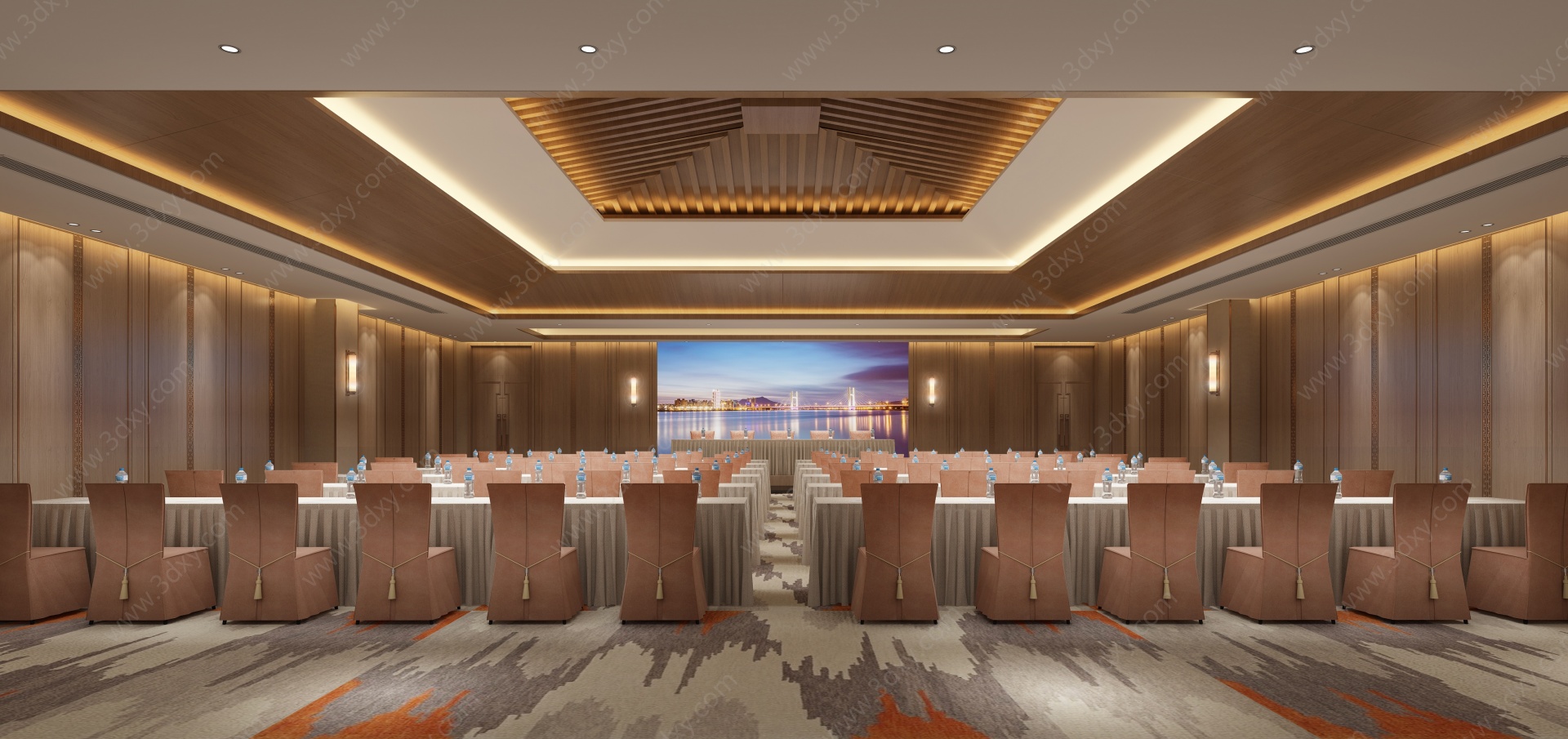 新中式大会议室3D模型