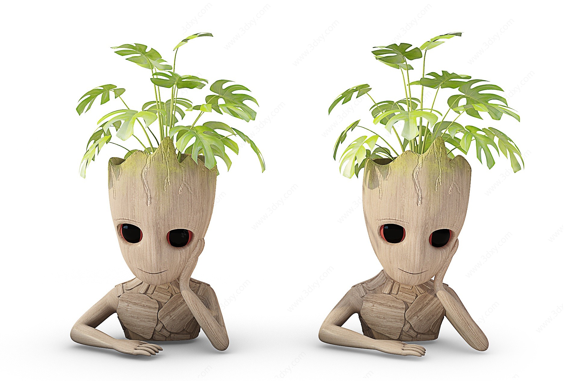 木头人植物摆件3D模型