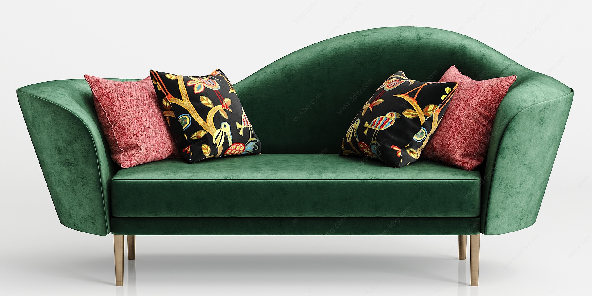 新中式双人沙发抱枕组合3D模型