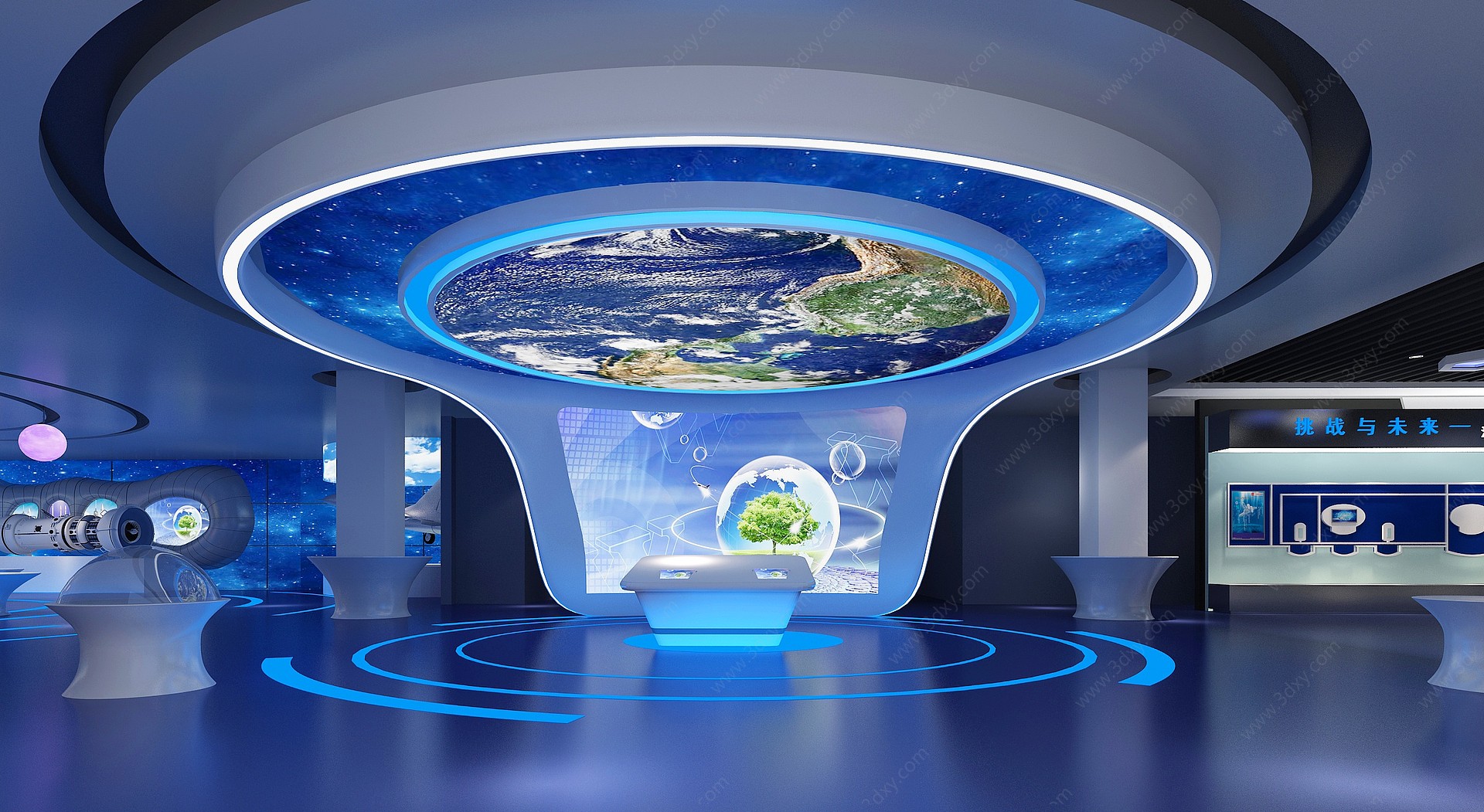 现代科技展厅世界地图3D模型