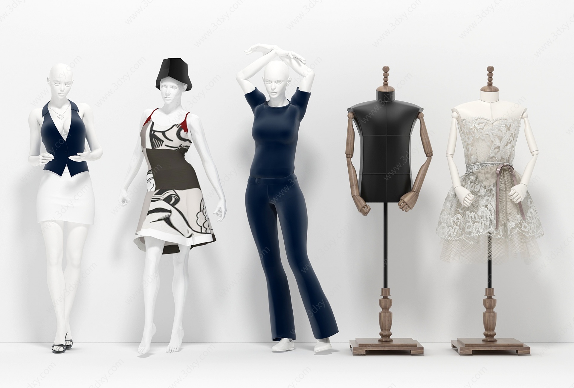 现代服装模特组合3D模型