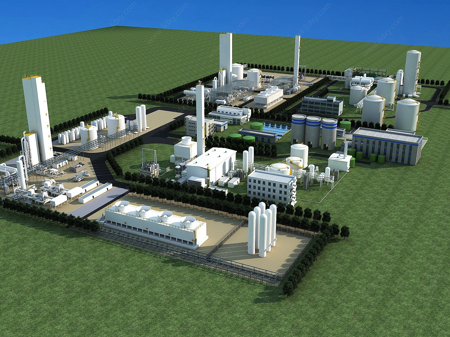 现代工厂厂房工业园化工厂3D模型