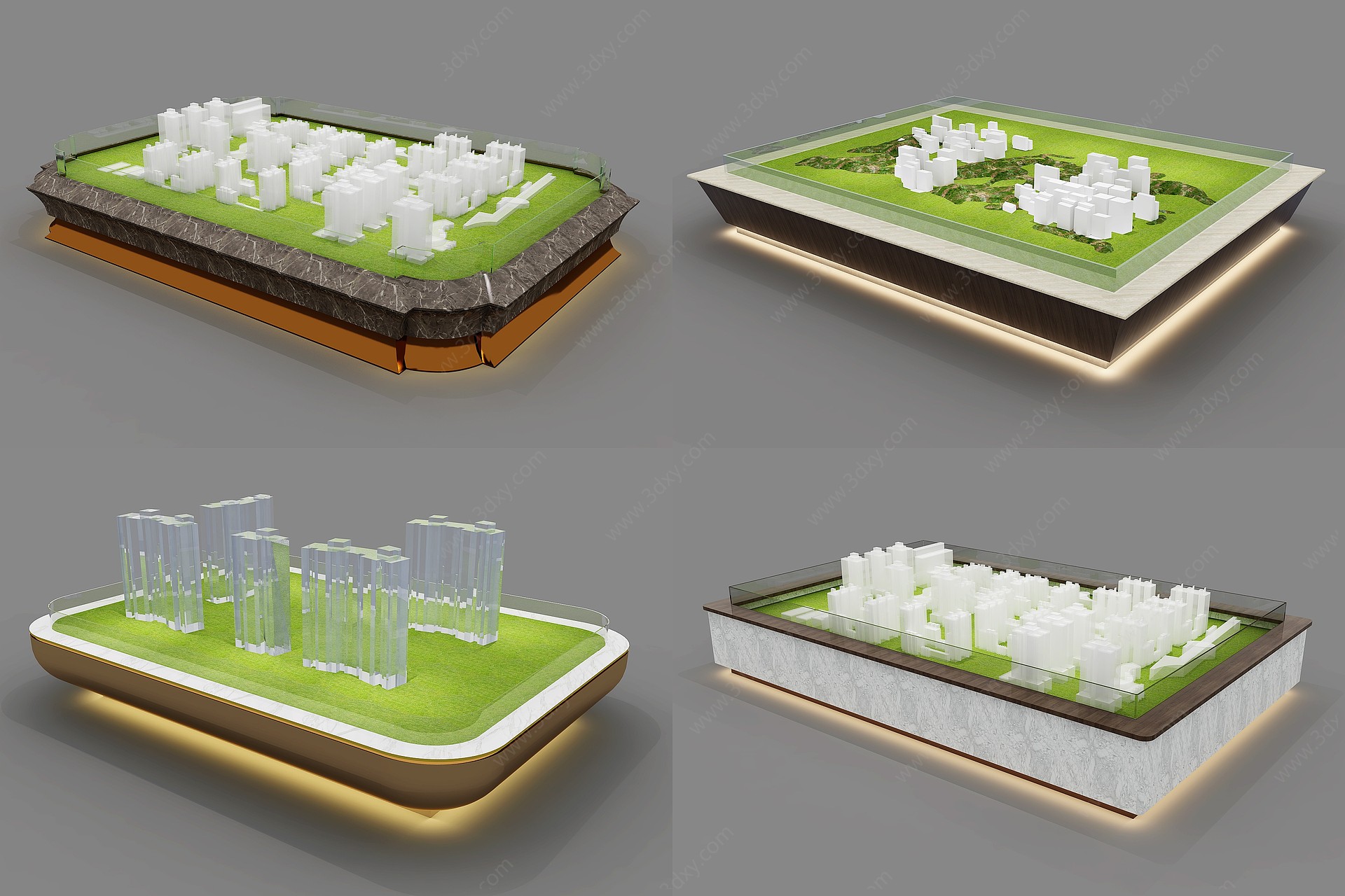 简欧沙盘草坪售楼处沙盘3D模型