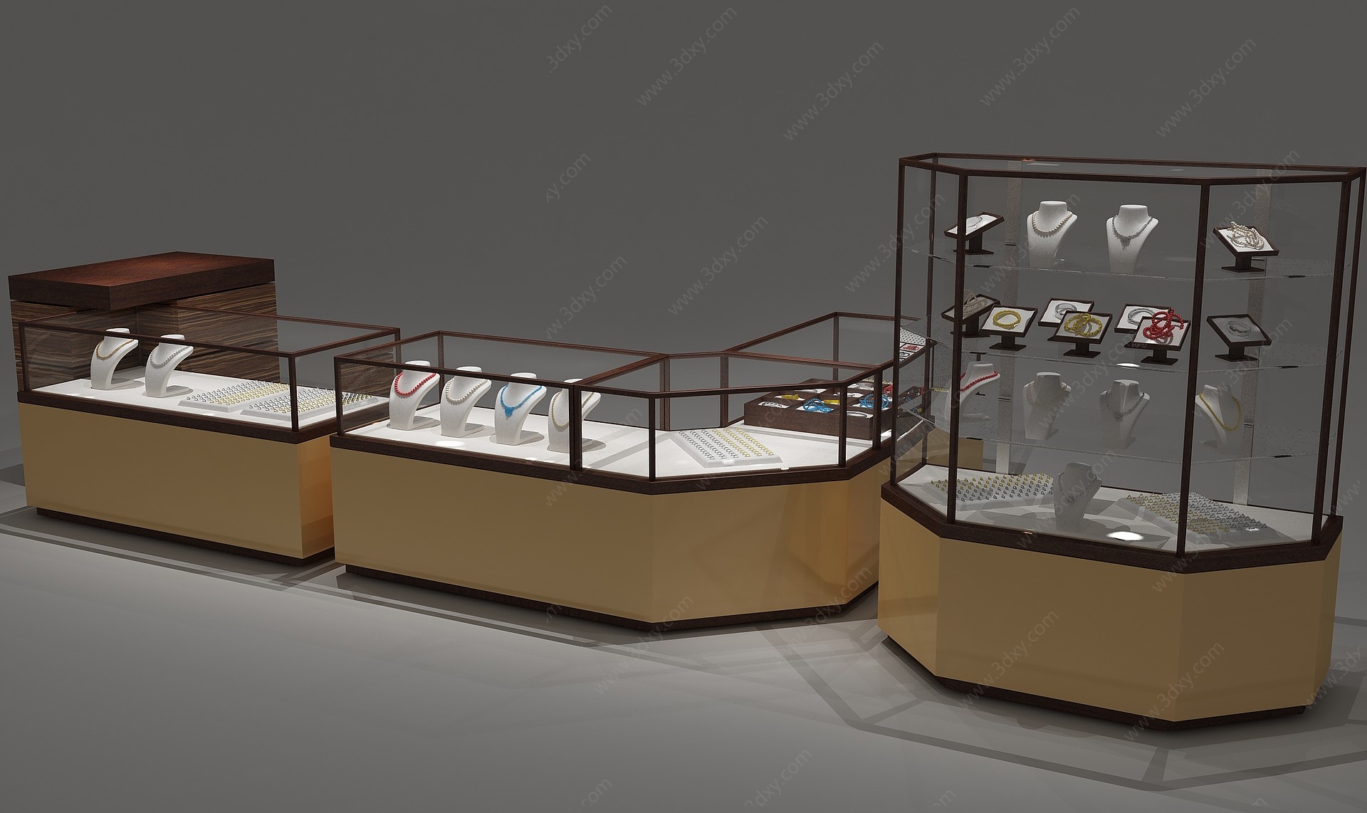 现代展柜珠宝柜3D模型