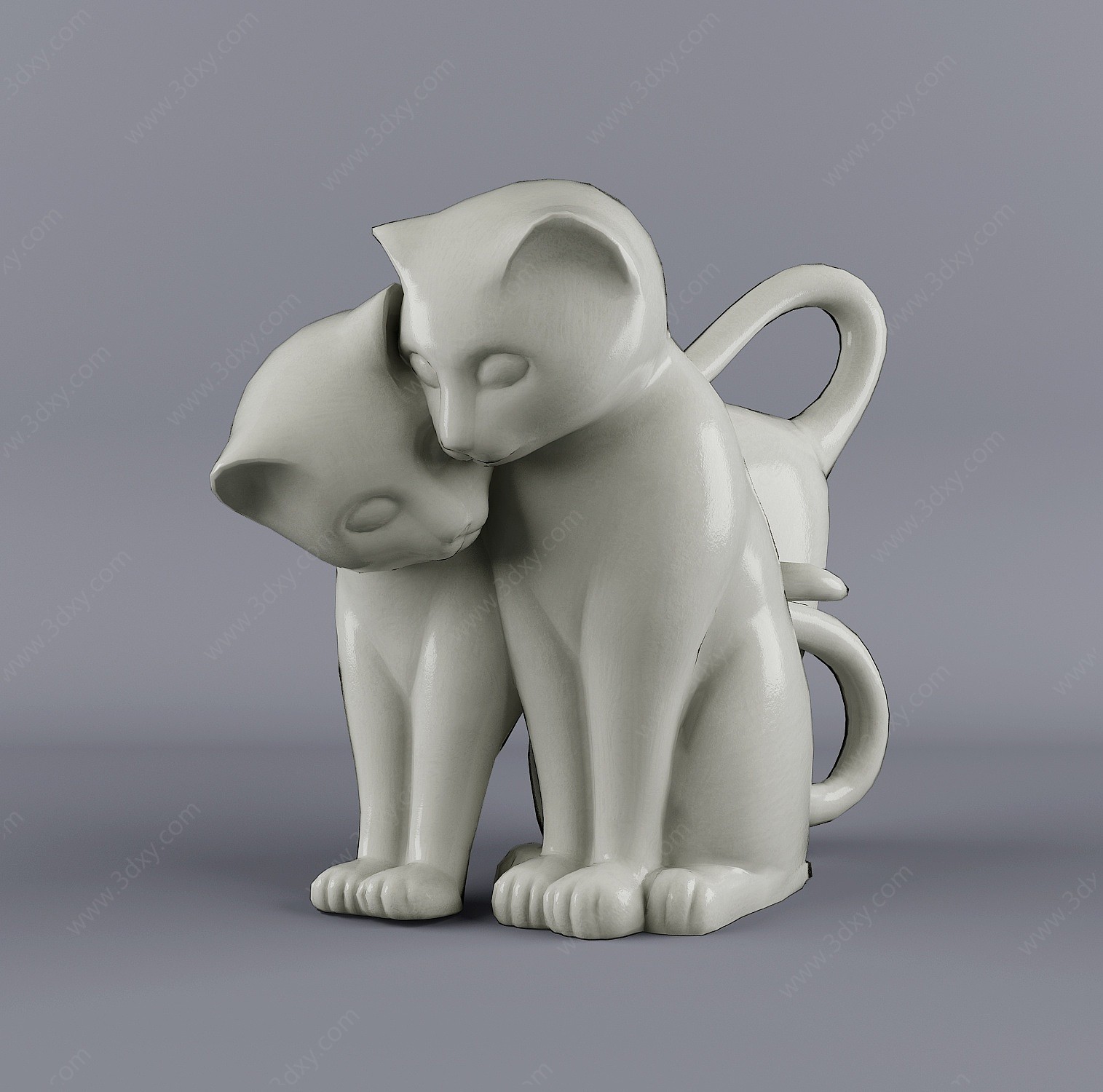 现代小猫猫咪雕像雕塑3D模型