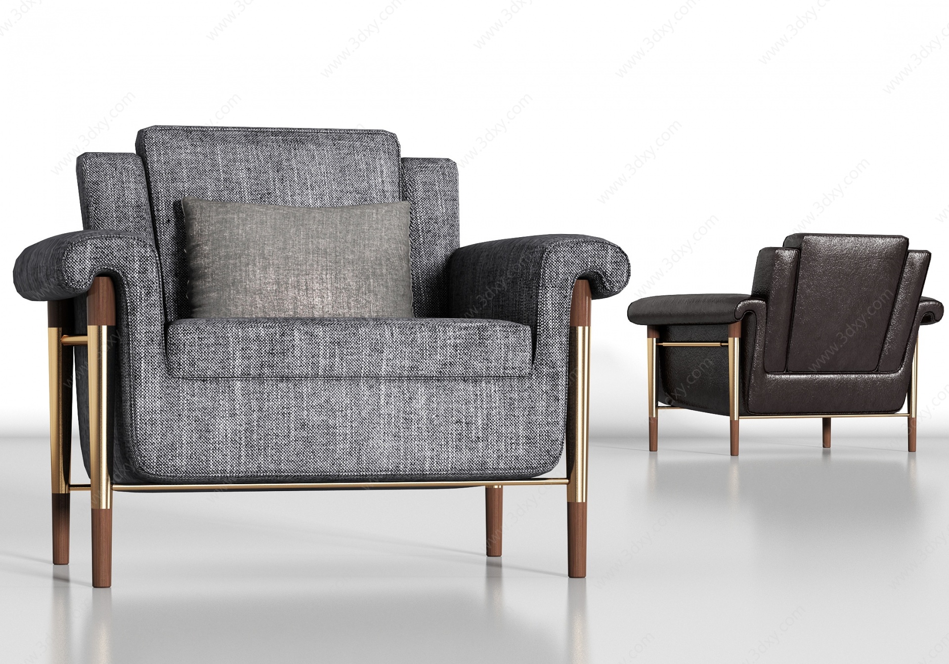 现代休闲单人沙发组合3D模型