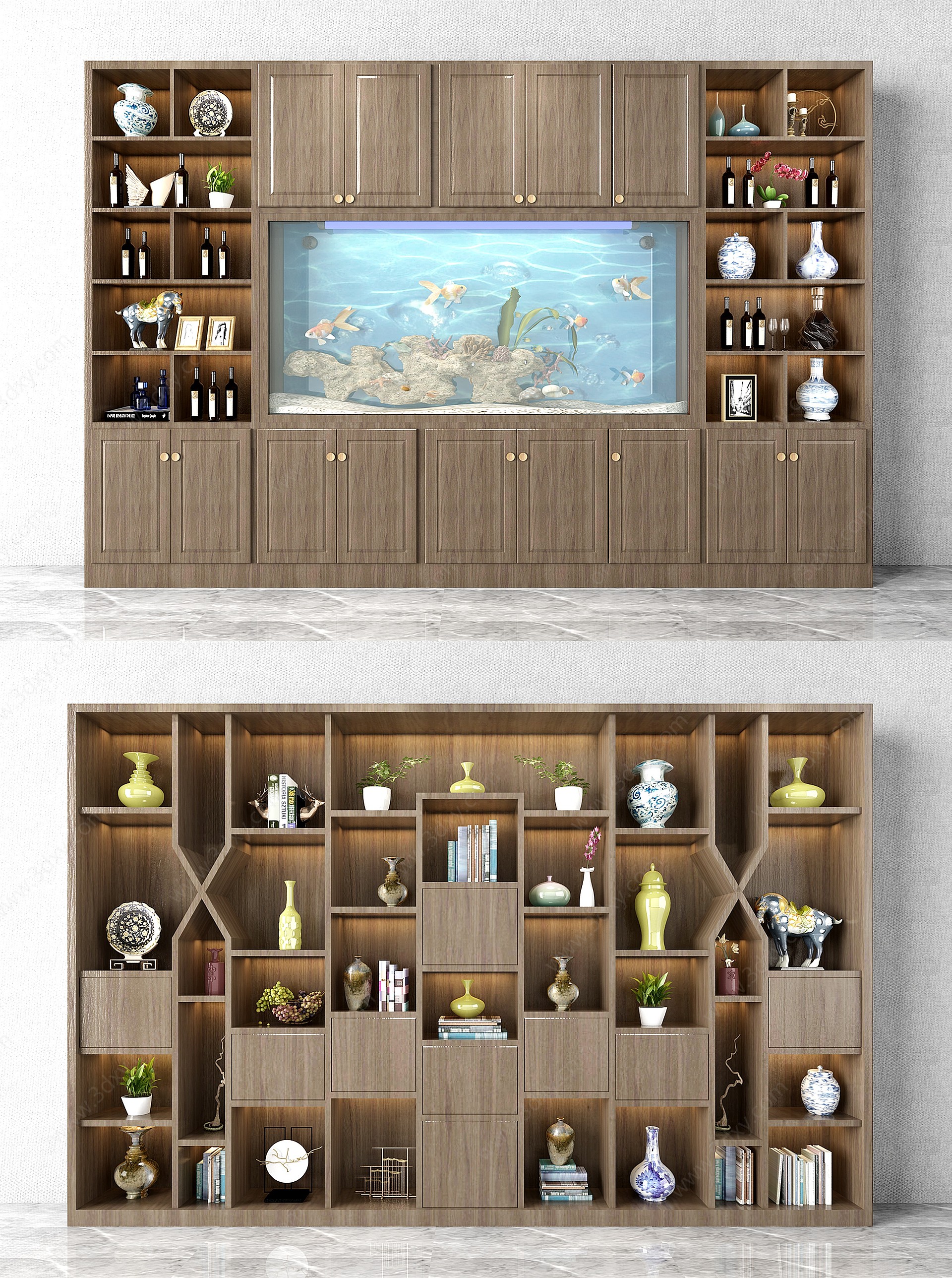 新中式酒柜装饰柜组合3D模型