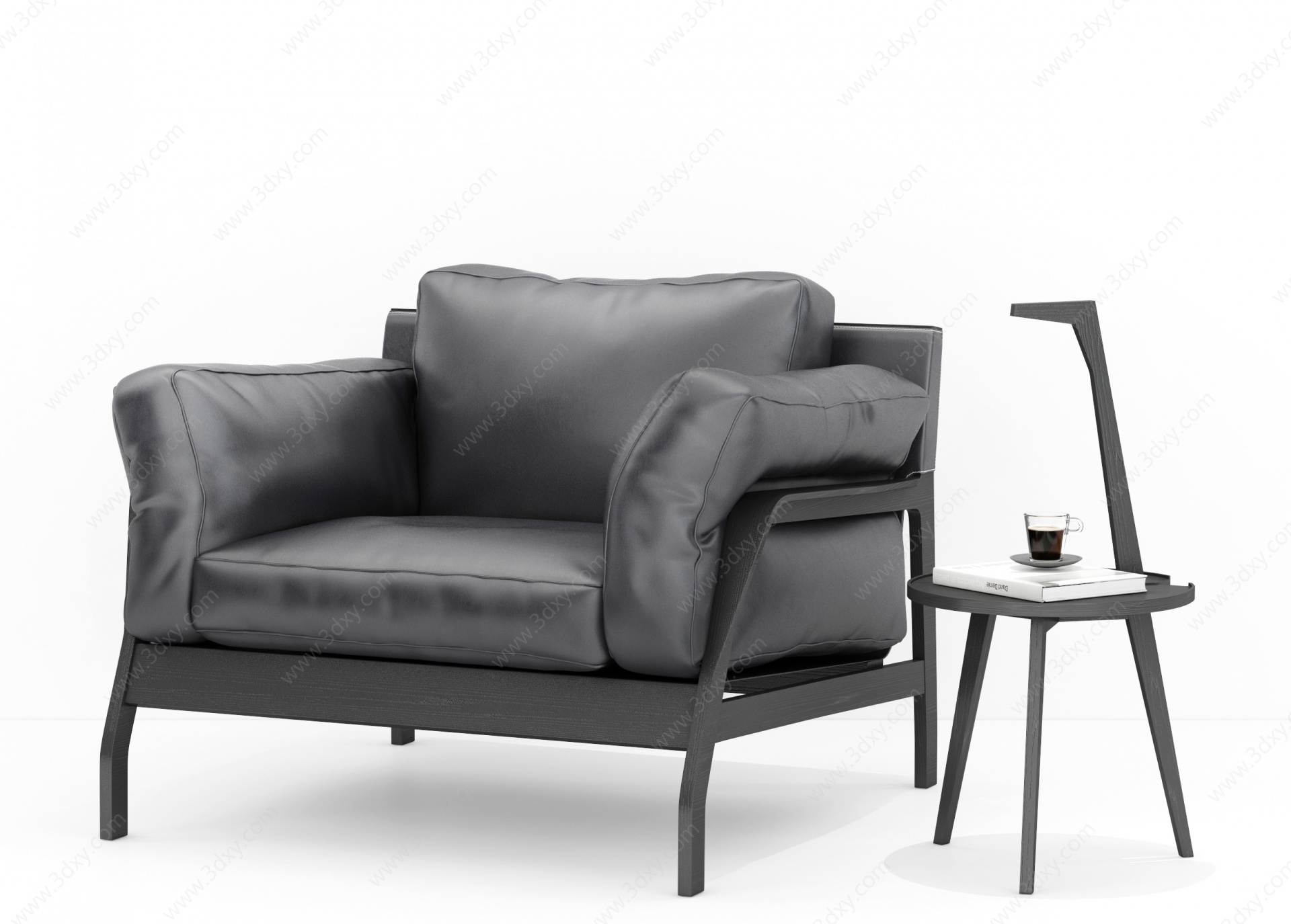 现代休闲单人皮沙发3D模型