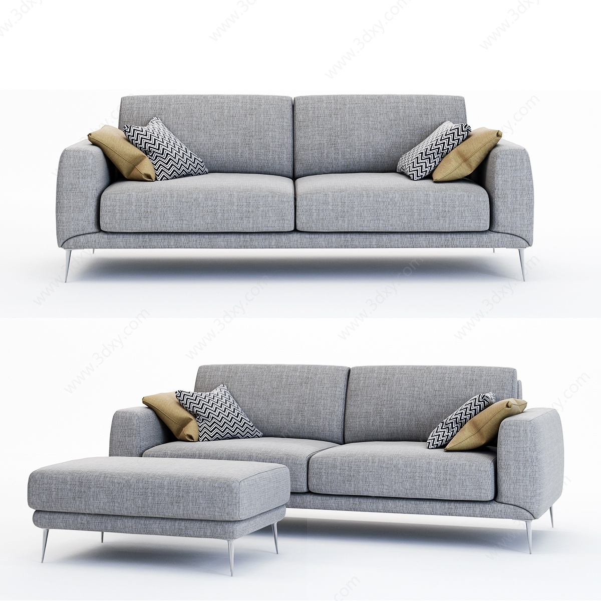 新古典布艺沙发3D模型